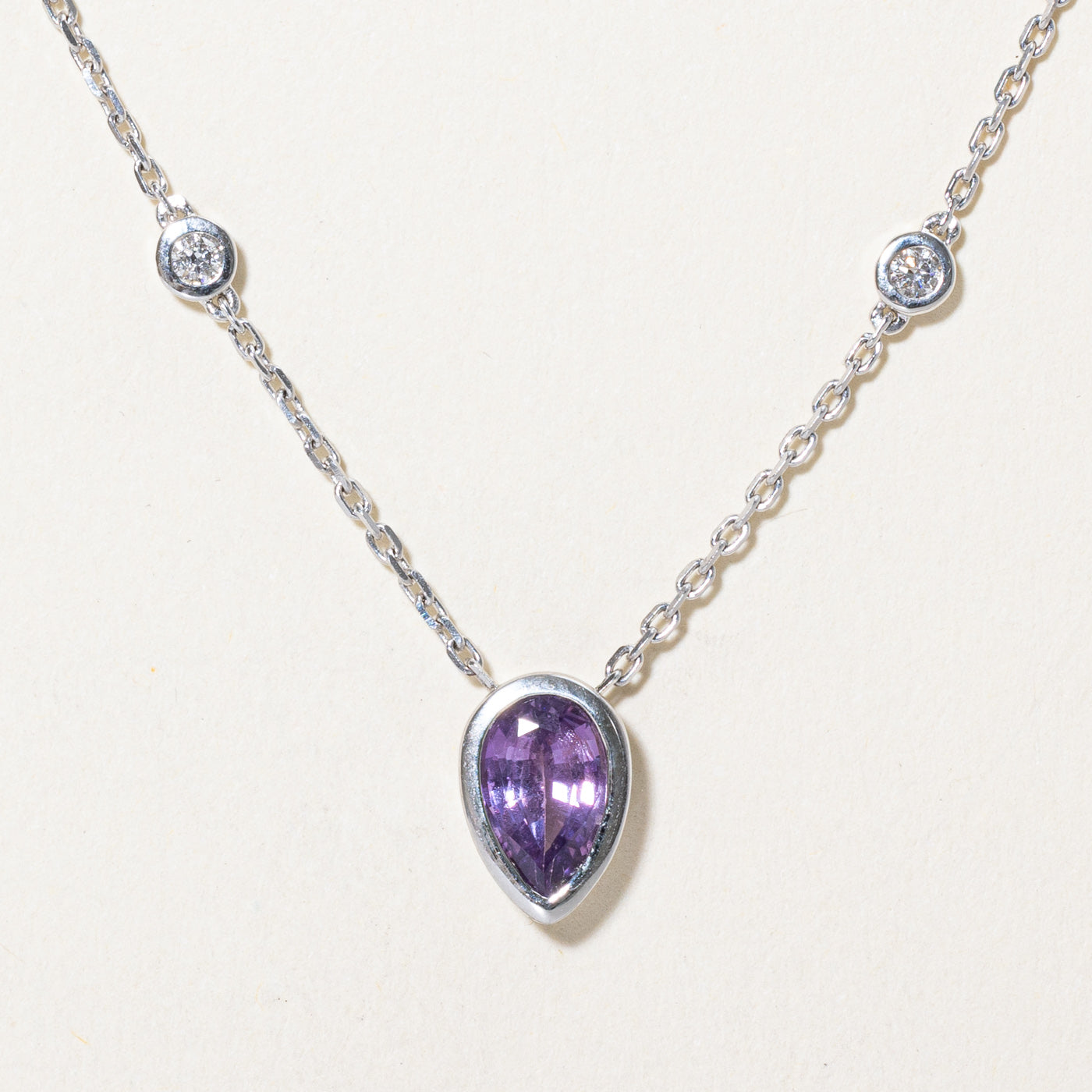 GIA Certified 0.99ct Natural Unheated Purplish Pink Sapphire and Diamond Necklace (0.06ctw Total Diamond Weight) - Elegant Jewelry for Weddings, Anniversaries & Special Occasions