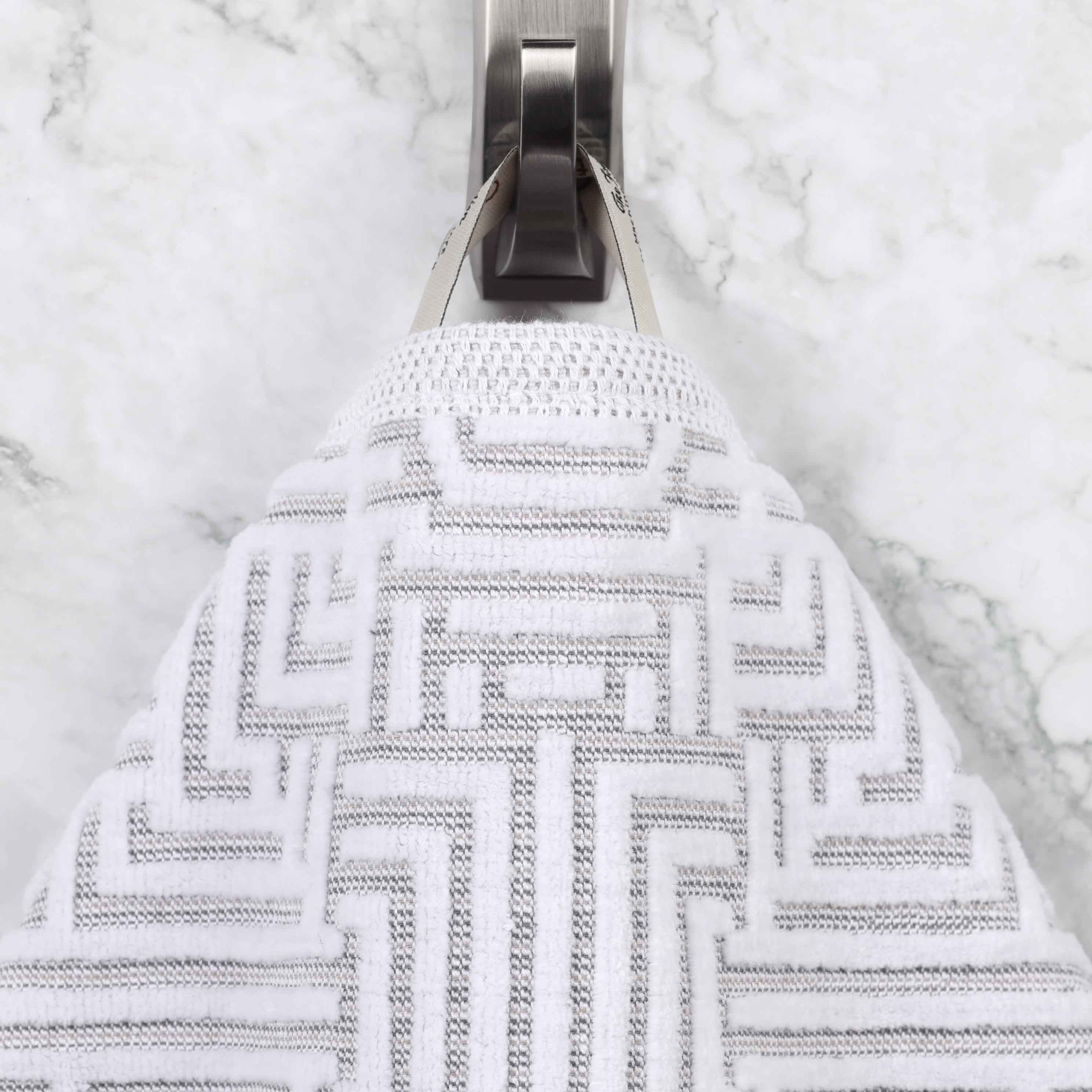 Premium Cotton Modern Geometric Jacquard Plush Bath Towel Set of 3 - Ultra Absorbent & Quick Dry - Luxury Spa, Bathroom & Beach Towels for Home & Travel