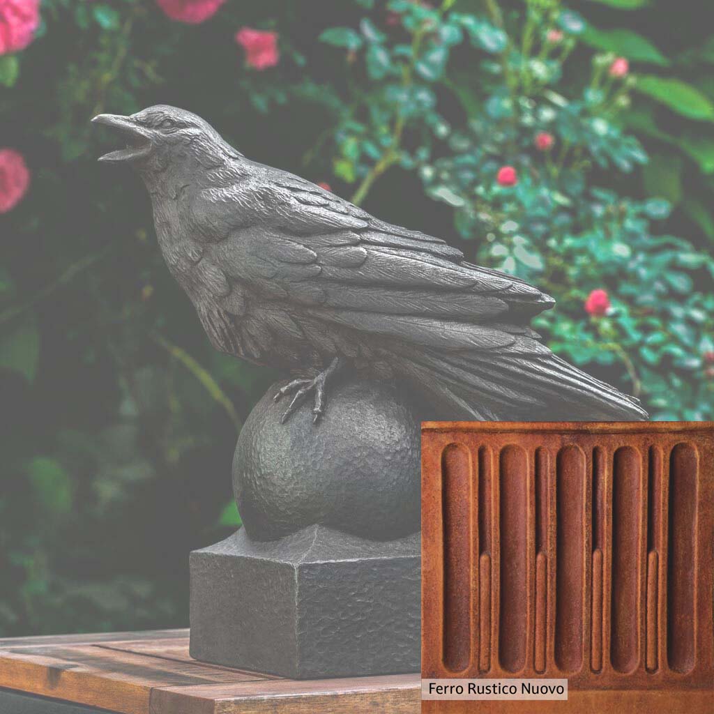 Campania International Corvus Statue - Handcrafted Garden Decor, Roman-Inspired Outdoor Statue for Patio, Yard & Landscape Design
