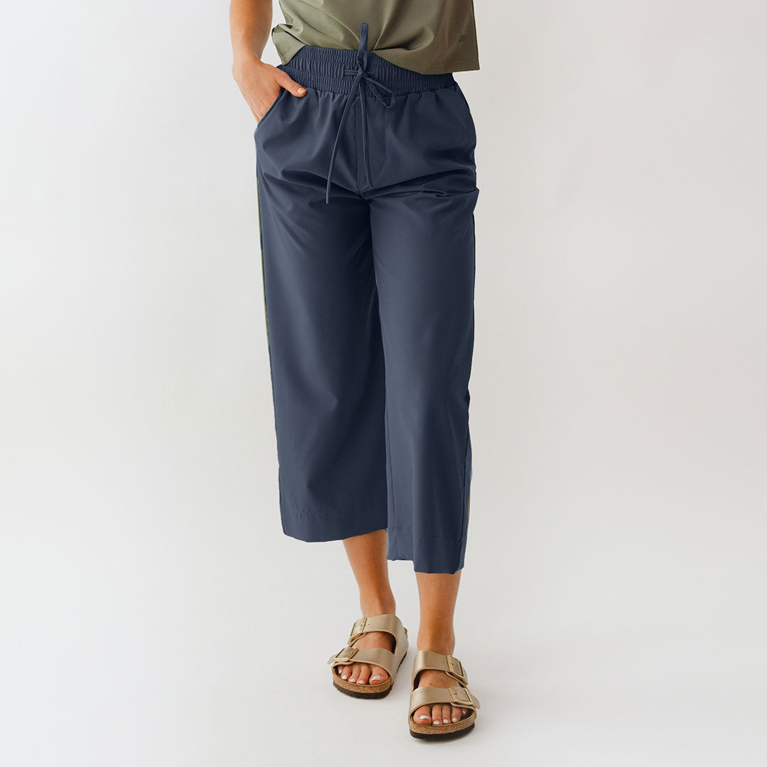 Audrey Wide Leg Pants for Women - True Blue High Waisted Flowy Trousers | Perfect for Office, Casual Wear & Travel