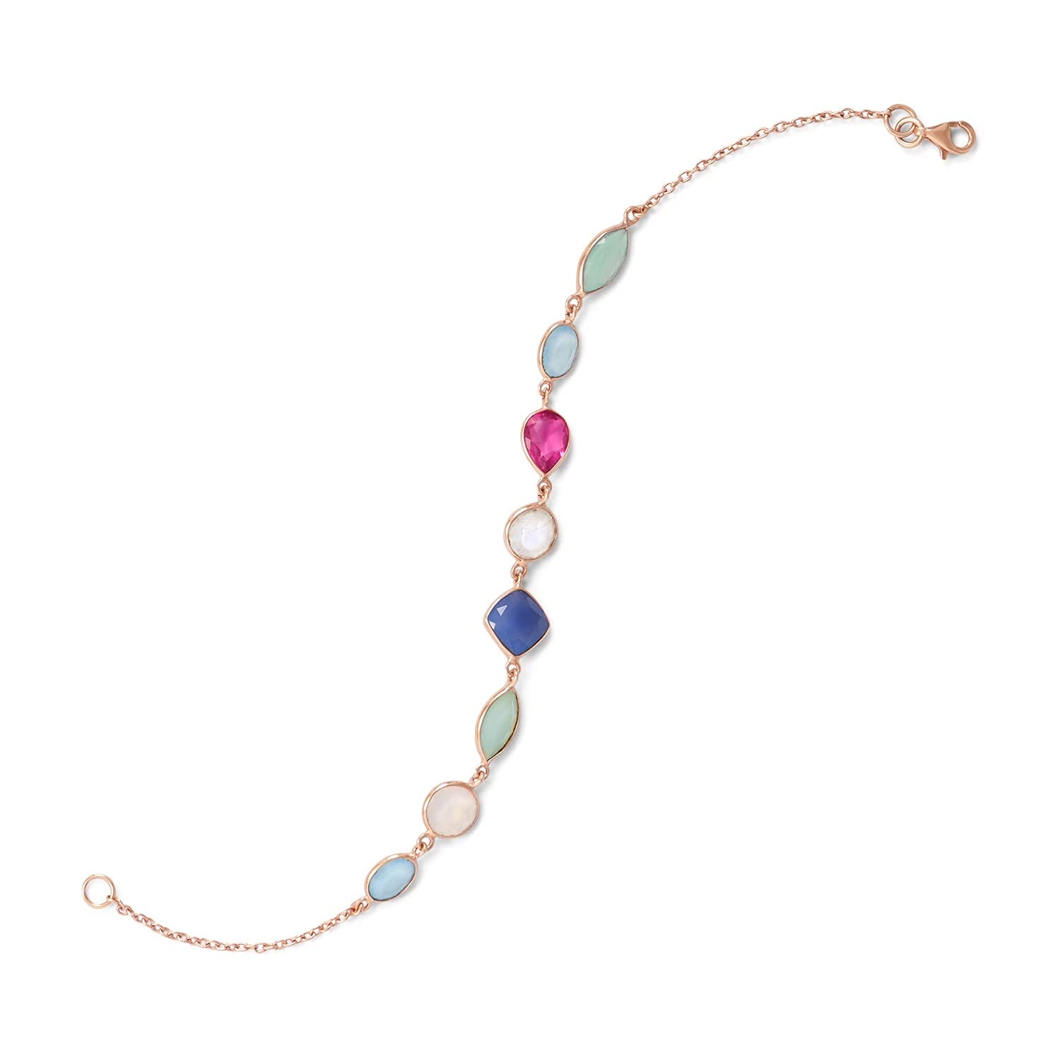 14K Rose Gold Plated Multi-Gemstone Bracelet for Women - Elegant Handmade Jewelry Gift for Birthday, Anniversary & Special Occasions