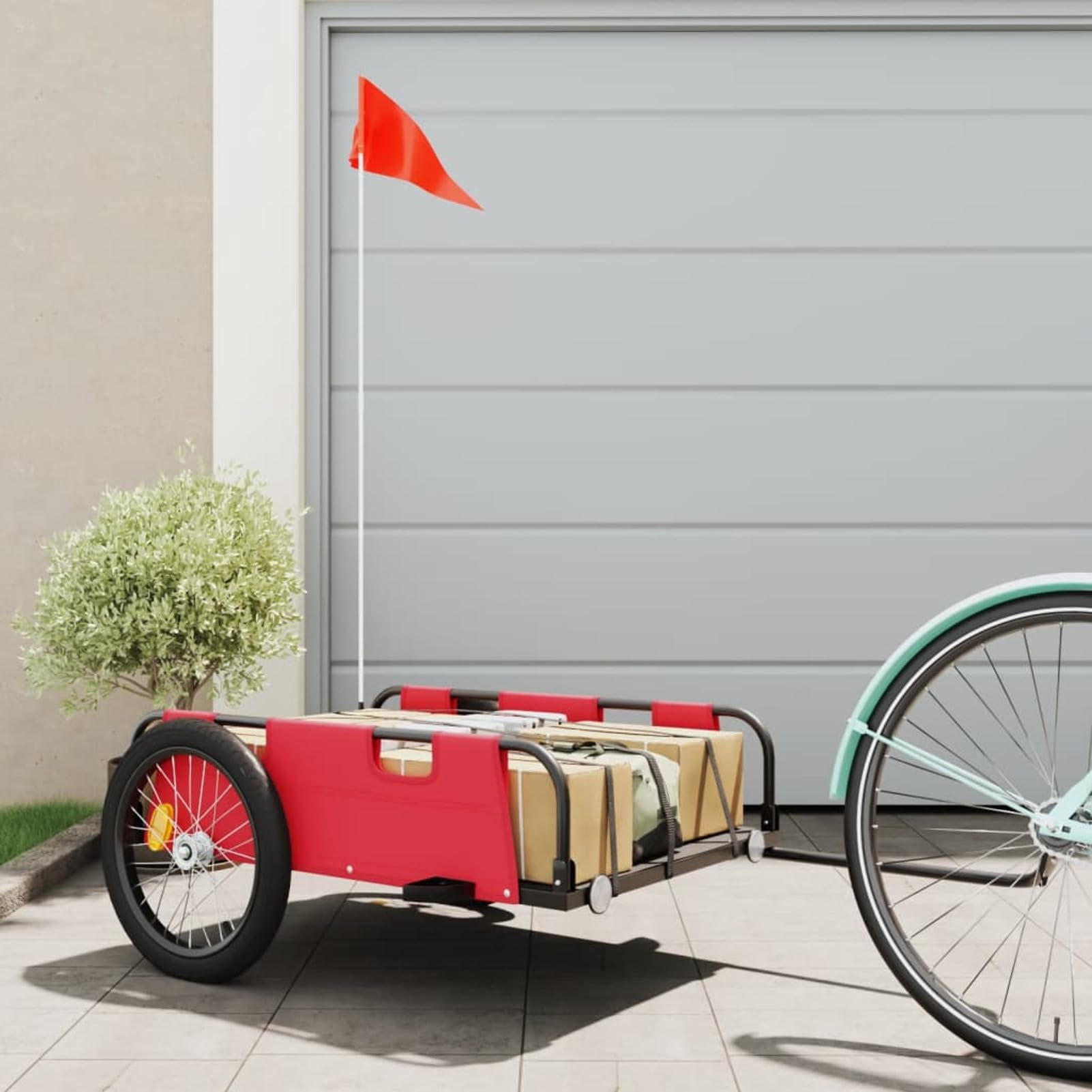 Rantry Oxford Fabric & Steel Red Bike Trailer - Heavy Duty Bicycle Cargo Carrier, Large Camping Gear & Luggage Storage Cart - Perfect for Outdoor Adventures, Grocery Hauling & Family Bike Trips
