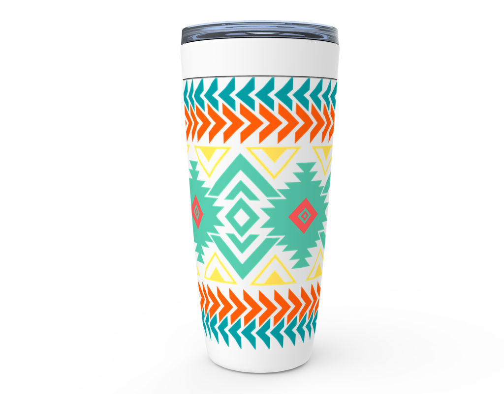 Insulated Travel Mug with Southwestern Aztec Design - Leak-Proof Stainless Steel Tumbler for Coffee, Tea & Cold Drinks | Perfect for Camping, Office & Road Trips