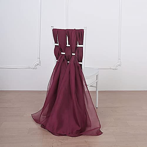 50 Burgundy Extra Wide Premium Chiffon Chair Sashes & Bows - Elegant Wedding, Party, Banquet Decorations for Chairs, Tables & Venue Decor