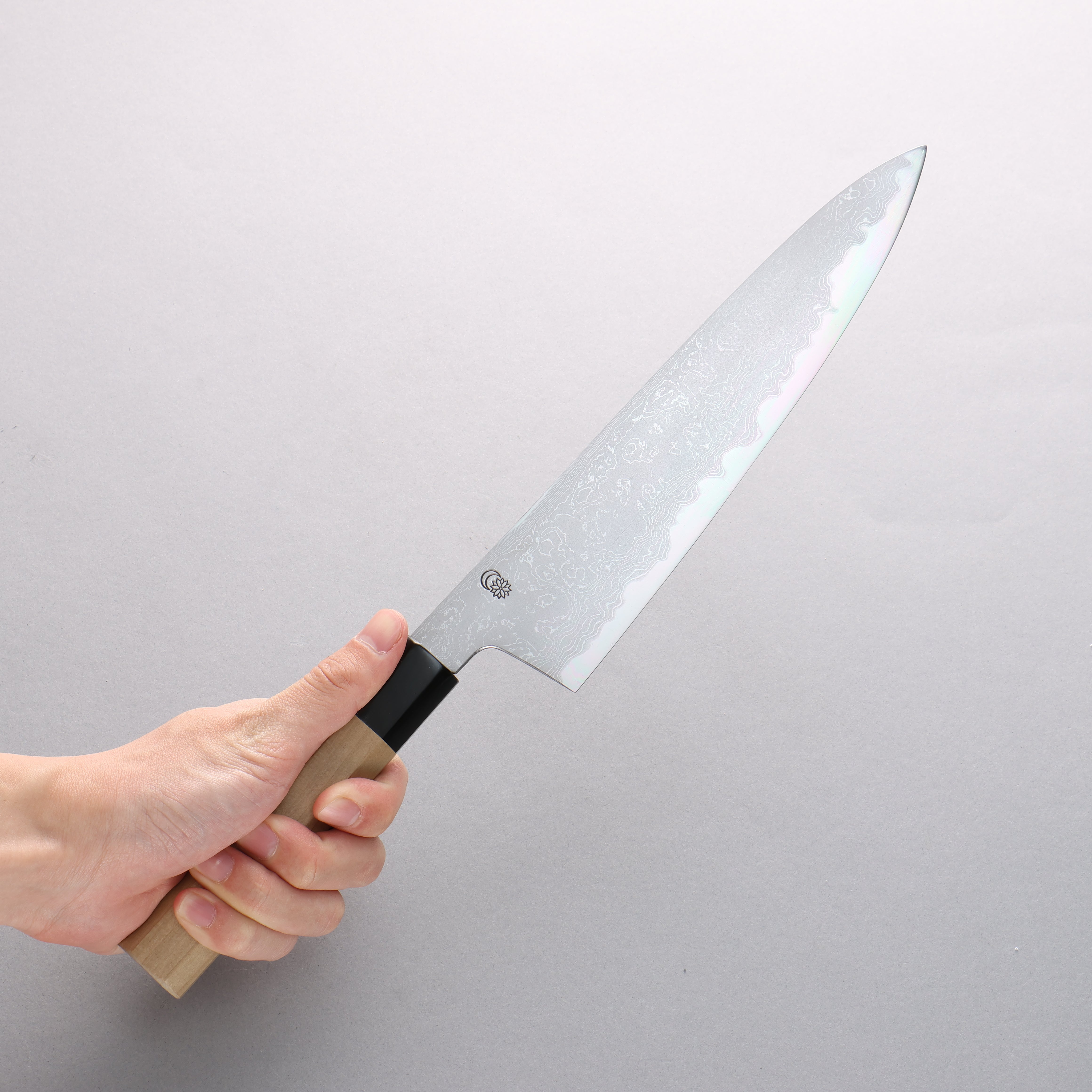 Premium Kikuzuki Blue Steel No.1 Damascus Gyuto Chef Knife 240mm - Japanese Magnolia Wood Handle - Professional Kitchen Knife for Slicing, Dicing & Meat Cutting
