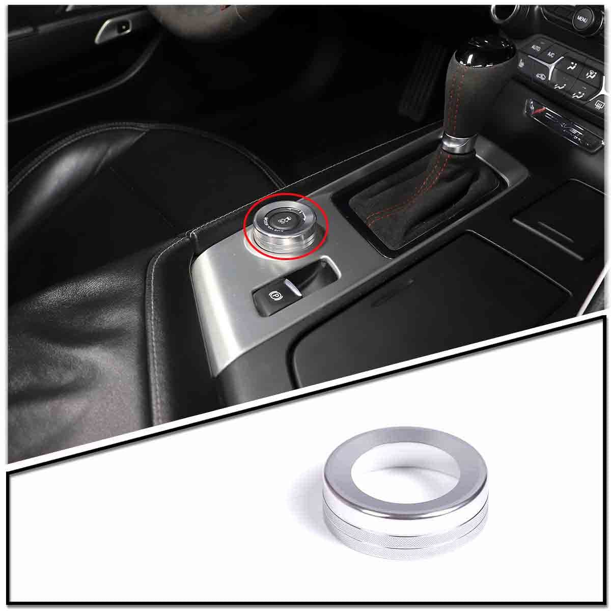 2014-2019 Chevy C7 Corvette Aluminum Interior Trim - TINKI Brightness Adjustment Dial & Driving Mode Knob Ring (1PC Silver) | Dashboard Accessories for Enhanced Driving Experience & Car Customization
