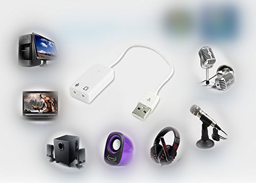 7.1 Channel USB Sound Card - 3D Surround Audio Adapter for PC/Laptop - White | Perfect for Gaming, Streaming & Music Production