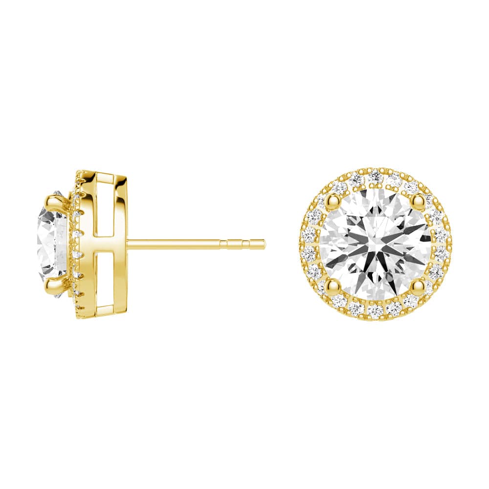 2.2 Carat Round Moissanite Pavé Halo Stud Earrings - 14K White Gold Bridal Jewelry for Wedding, Anniversary & Special Occasions