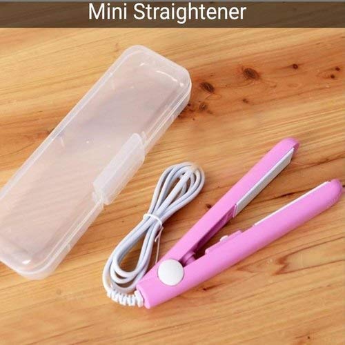 Zaduhik Mini Flat Iron Hair Straightener with Temperature Control - Quick Styler & Curler for Women, Pink | Perfect for Travel, Home Use & Salon Styling