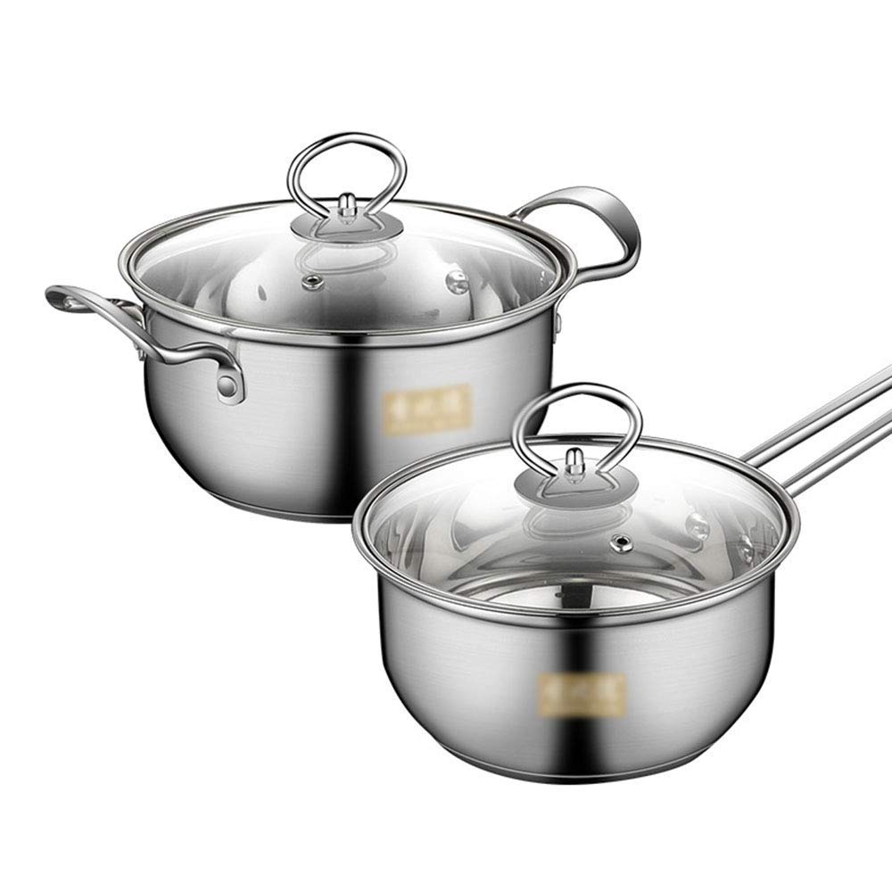 Premium 2-Piece Non-Stick Stainless Steel Cookware Set with Lid - Induction & Oven Safe - Perfect for Cooking Milk, Soup & More - Ideal for Home Kitchens & Professional Use