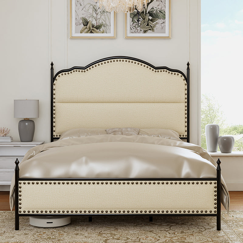 Ernesto 61 Industrial King & Queen Size Platform Bed Frame - Modern Metal & Wood Design for Bedroom, Guest Room, Loft or Studio Apartment