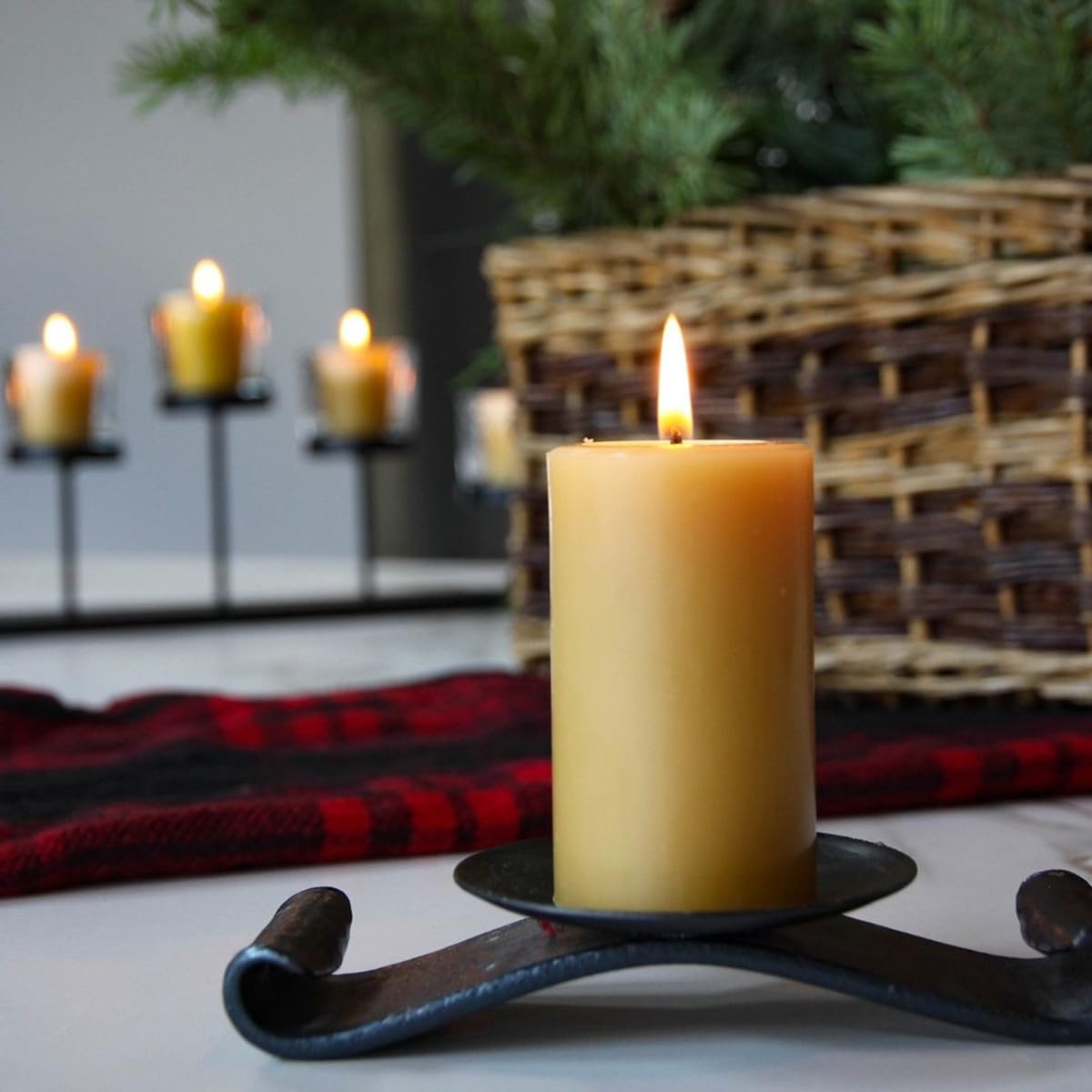 Natural Beeswax Pillar Candles - Unscented 2x4 Inch Large Candles (4 Pack) | Smokeless, Dripless, 35-40 Hour Burn Time | Perfect for Home Decor, Romantic Dinners, Wedding Centerpieces & Relaxing Spa Nights