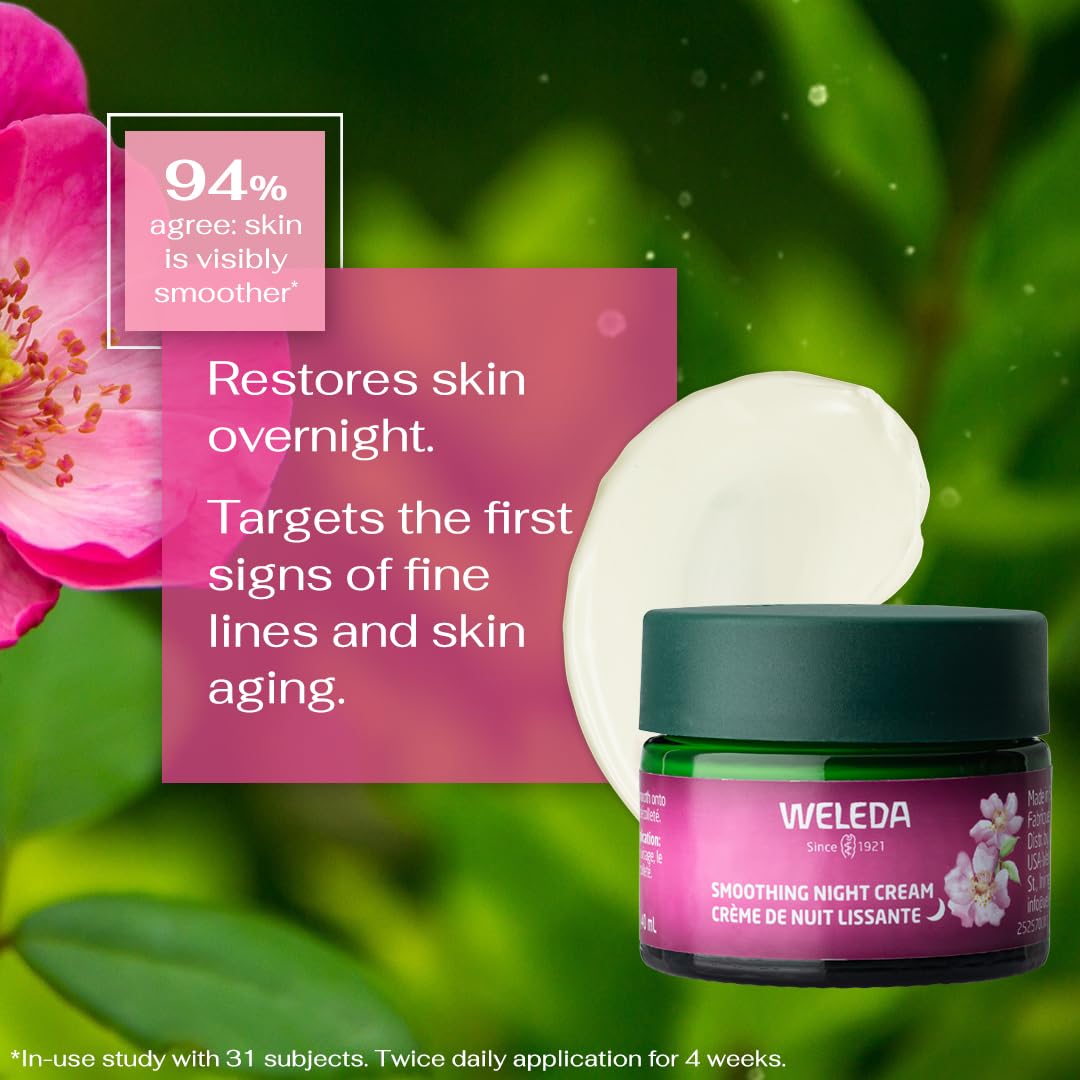 Weleda Smoothing Night Cream - Organic Anti-Aging Face Moisturizer for Dry & Sensitive Skin | Hydrating Night Cream for Women & Men | Perfect for Overnight Skin Repair & Rejuvenation