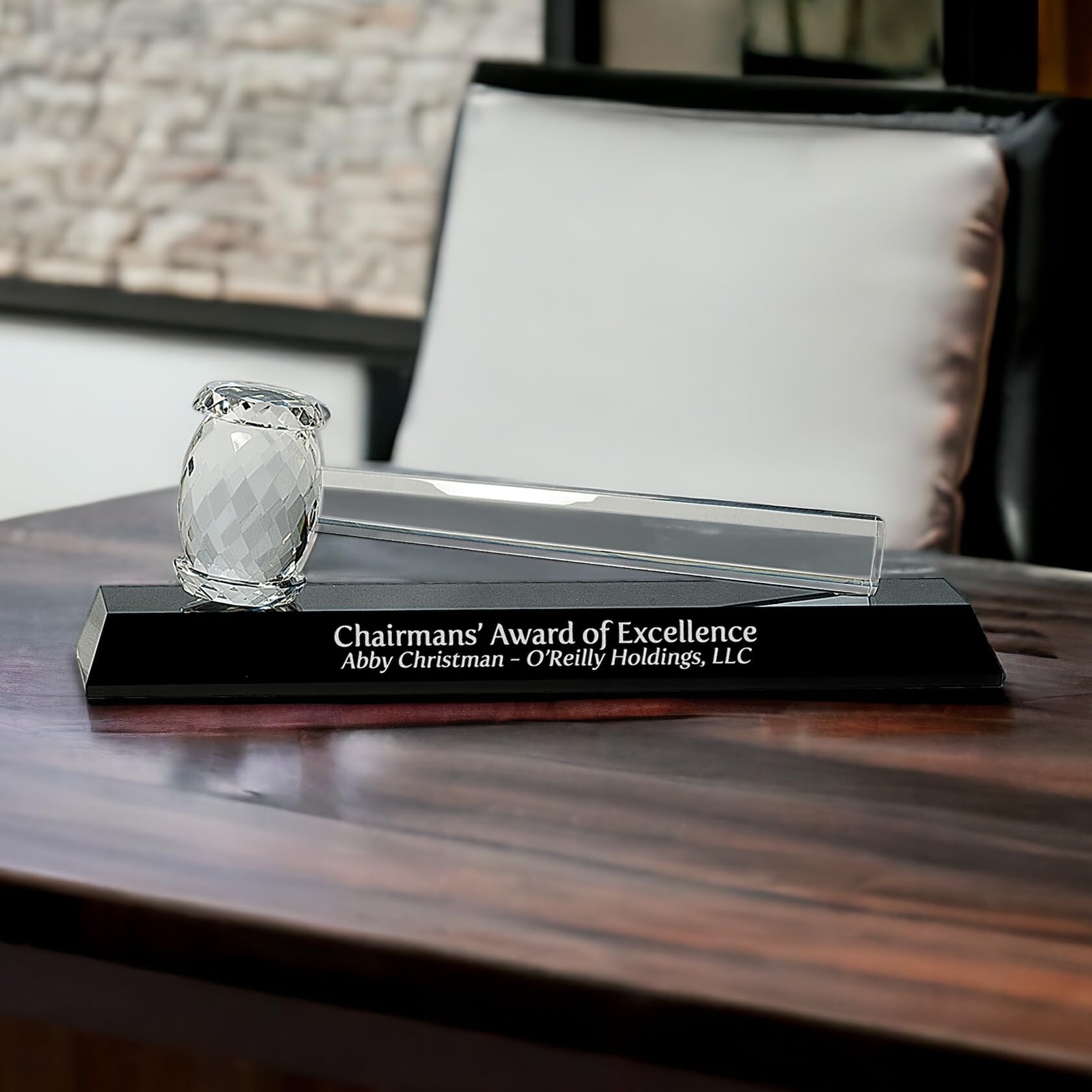 Custom Engraved Crystal Gavel - Personalized Judge Hammer for Courtroom, Wedding, Auction & Awards Ceremony - Free Laser Engraving Included