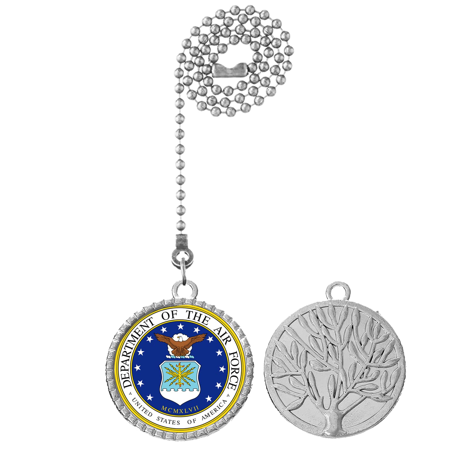 Unique Double-Sided Ceiling Fan Pull Chain - Air Force & Tree of Life Design | Decorative Fan Light Switch | Perfect for Home, Bedroom & Living Room Decor