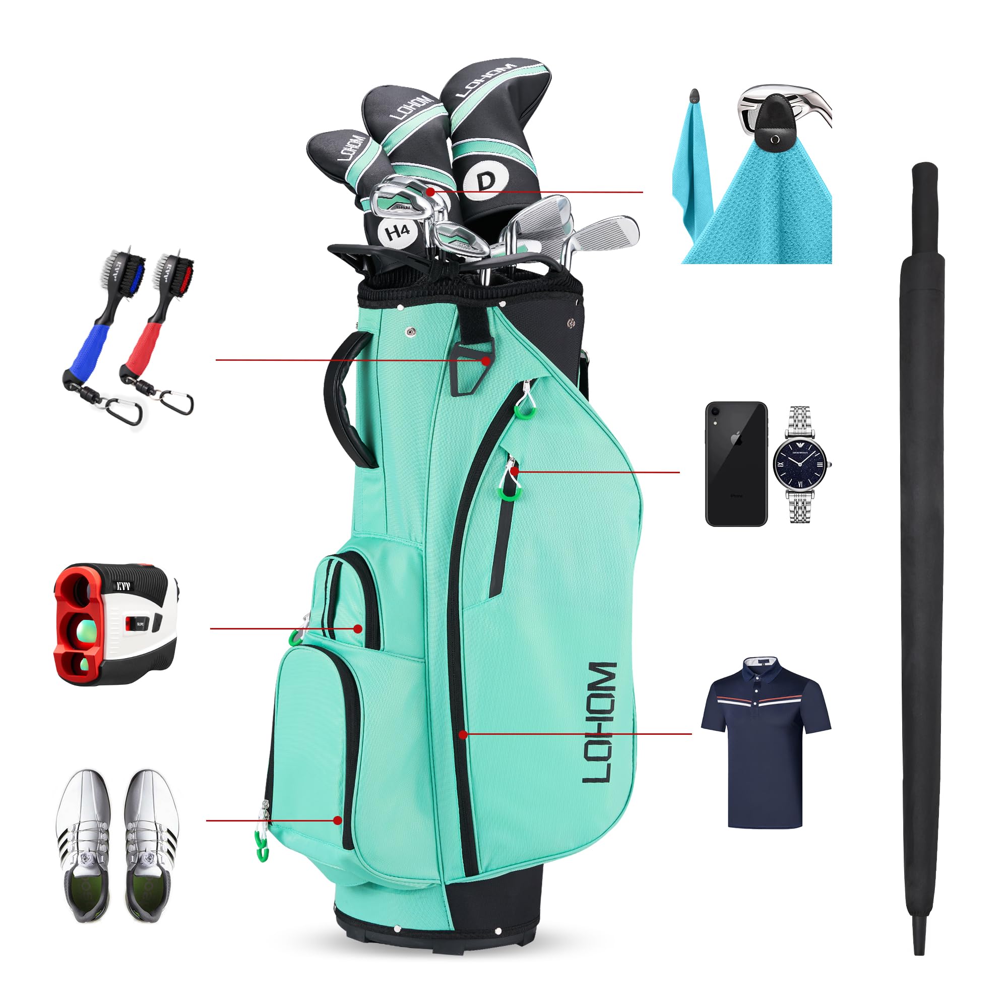 **14-Way Top Organizer Golf Cart Bag with Handle & Rain Cover - Premium Golf Bag for Men & Women - Perfect for Golf Carts, Tournaments & Practice Rounds**