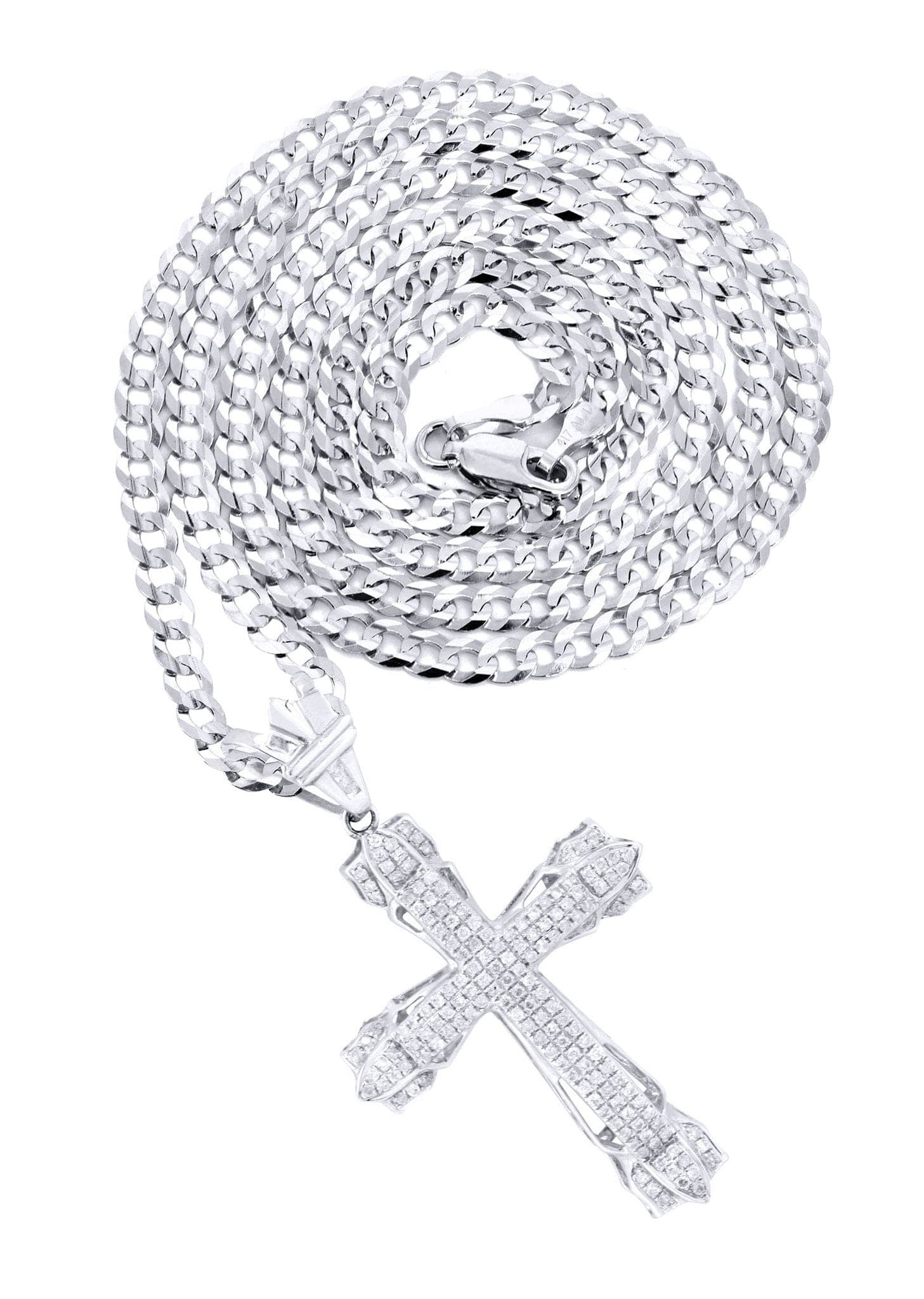 14K White Gold Diamond Cross Pendant Necklace - 0.72 Carat Dainty Religious Jewelry for Women - Perfect for Baptism, Confirmation & Everyday Elegance