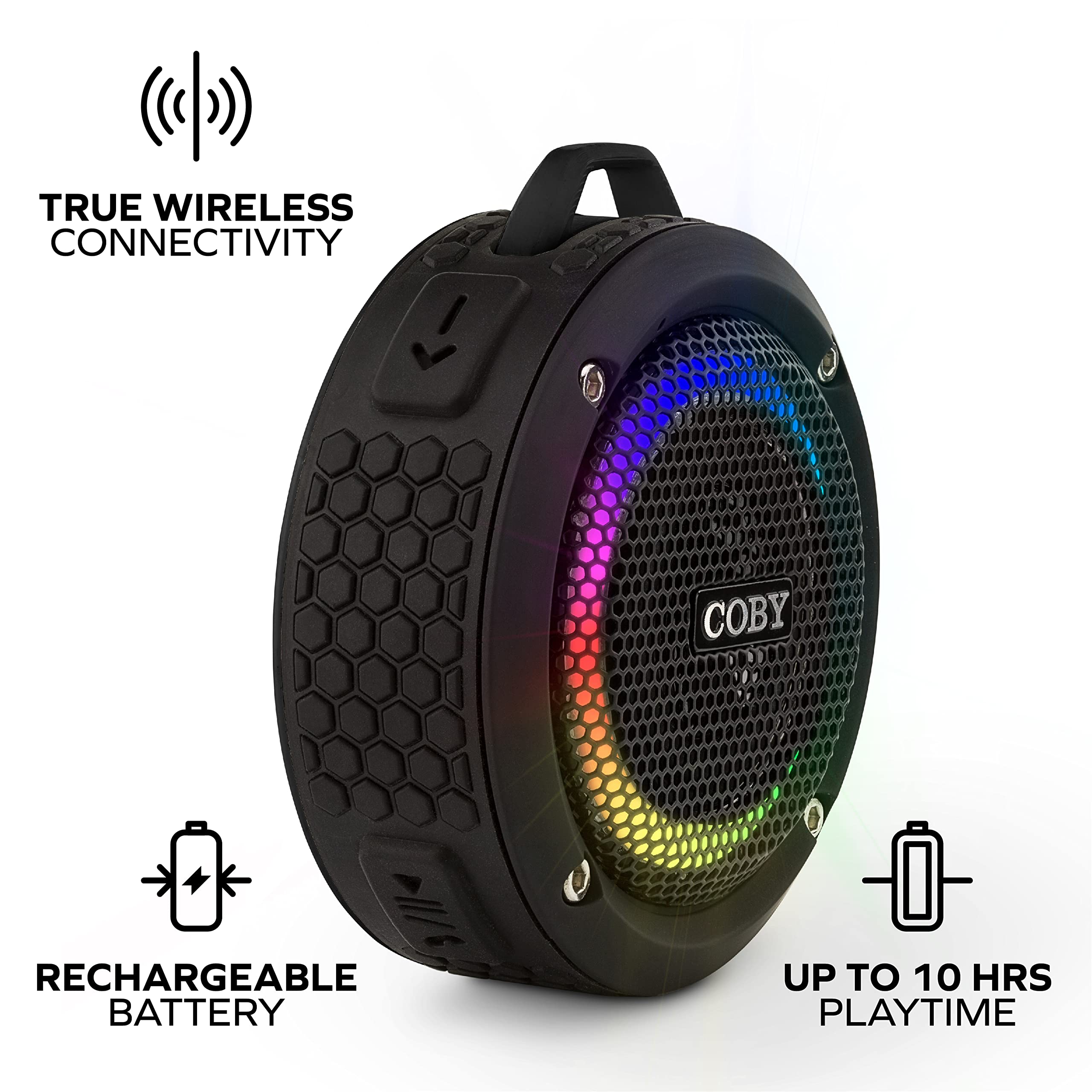 Coby Waterproof True Wireless Bluetooth Speakers - 3W Hi-Quality Sound, 33-Ft Range, Pairable, IPX7 Rated, Perfect for Shower, Pool, Beach & Outdoor Adventures