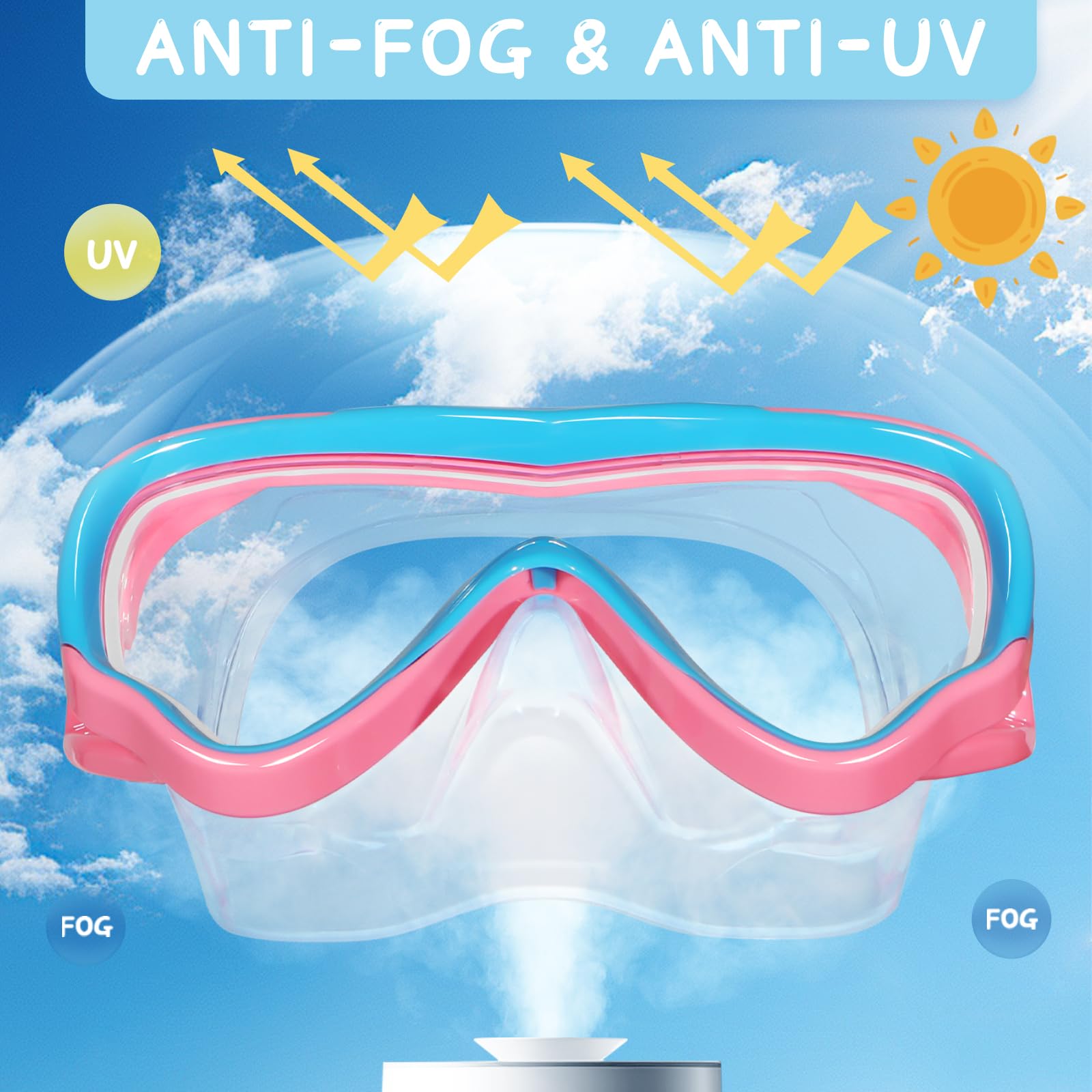 Kids Swimming Goggles with Nose Cover, Anti-Shattered UV Protection Lens, No-Leak Swim Mask for Youth Ages 3-15, Perfect for Pool, Beach, and Swim Lessons