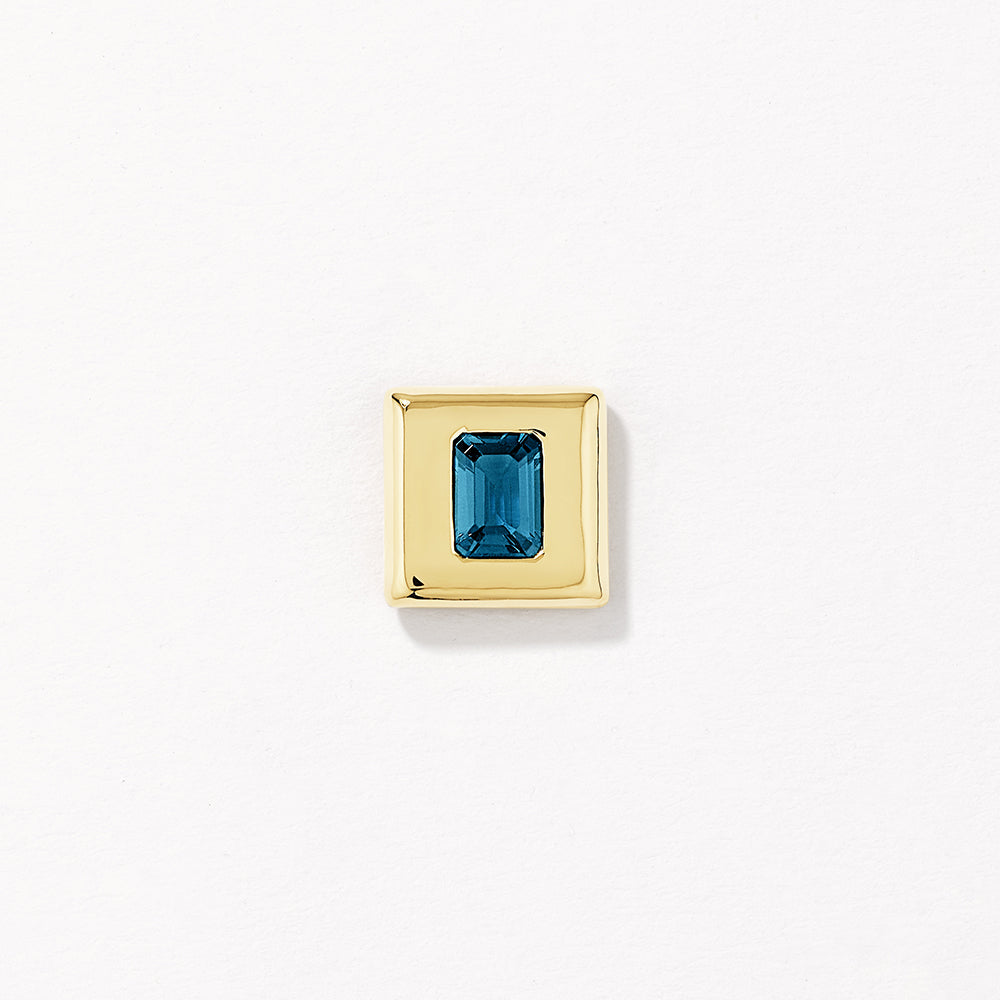 Blue Topaz Square Statement Earrings in Gold - Elegant Dangle Earrings for Women, Perfect for Weddings, Parties & Special Occasions