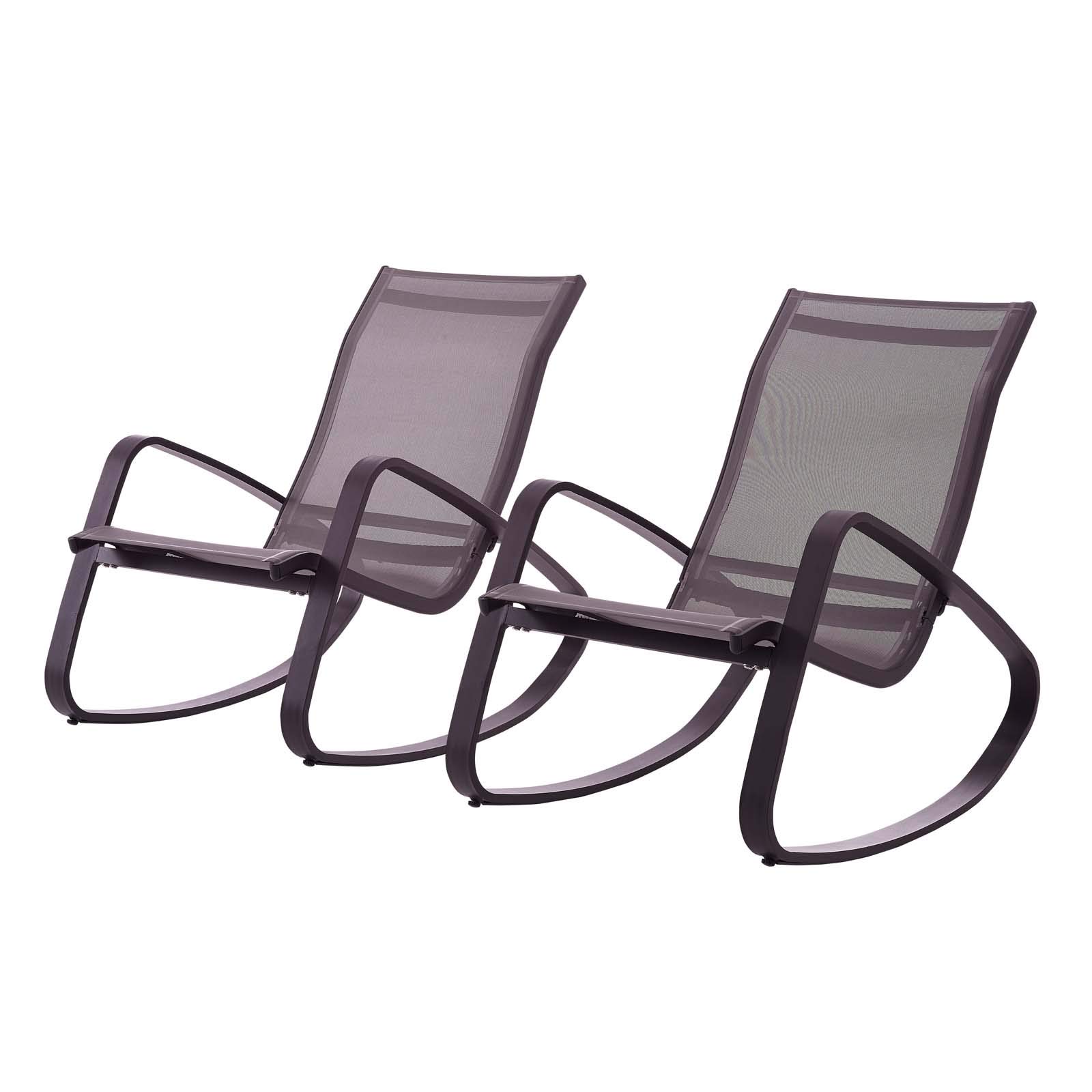 Modern Contemporary Outdoor Patio Balcony Lounge Chair Set of Two - Durable Aluminum Metal Steel in Black - Perfect for Garden, Poolside, and Relaxation