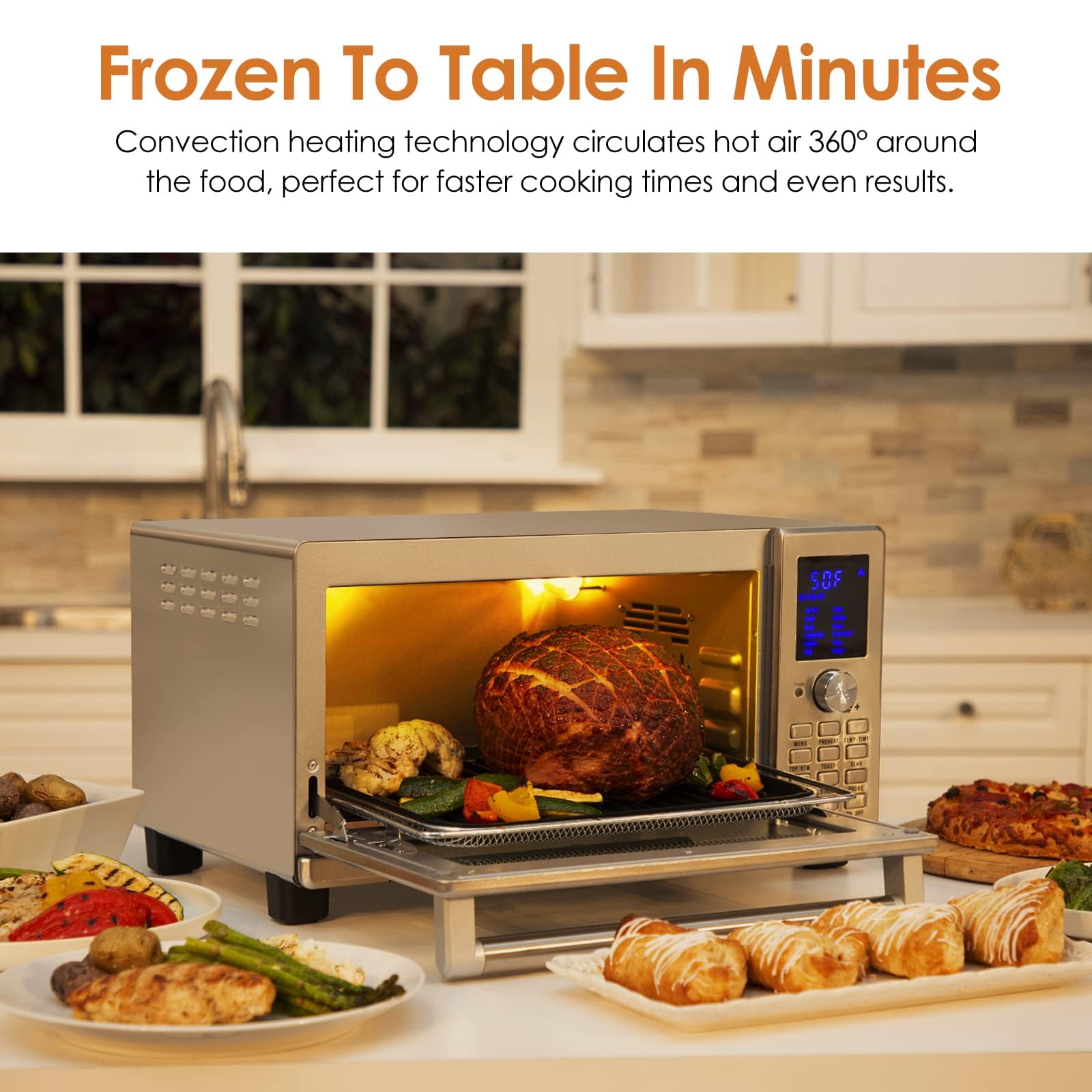 Nuwave Bravo XL Air Fryer Toaster Smart Oven - 12-in-1 Countertop Convection Oven with Grill/Griddle Combo, 30-Quart Large Capacity, 50°F-500°F Adjustable Temperature in 5°F Increments, Built-in Smart Thermometer & Linear T Technology - Perfect for Baking, Roasting, Air Frying & Family Cooking