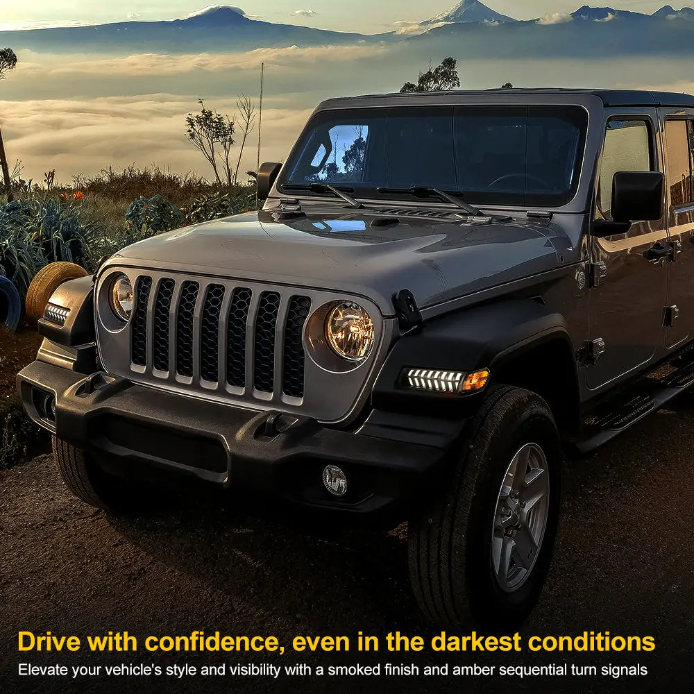 LOYO LED Fender Lights with Side Marker Lights for Jeep Wrangler JL Sport & Sport S - Waterproof Off-Road Lighting for Night Driving & Trail Adventures