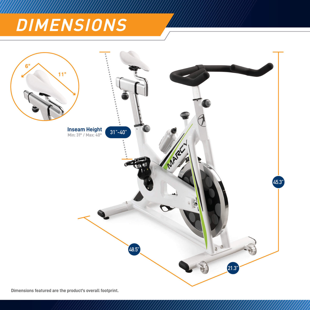 Marcy Deluxe Club Revolution Cycle Exercise Bike - Indoor Cycling Bike for Home Gym, Cardio Workout & Fitness Training | NSP 122 - Perfect for Home Workouts, Spin Classes & Weight Loss