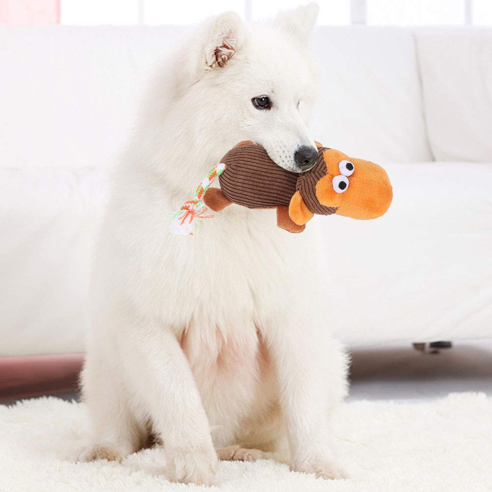 Zerodis 2 Pack Squeaky Dog Toys - Durable Chew Toys with Squeakers, Soft Plush Duck & Monkey Puppy Toys for Teething, Small, Medium & Large Dogs - Perfect for Playtime, Training & Anxiety Relief