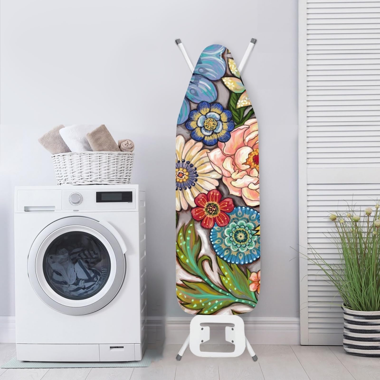 ZDCUSTOM Boho Floral Ironing Board Cover with Elastic Edge - Heat-Resistant, Thick Ironing Pad Protector for Table Top - Perfect for Home Laundry, Sewing & Crafting