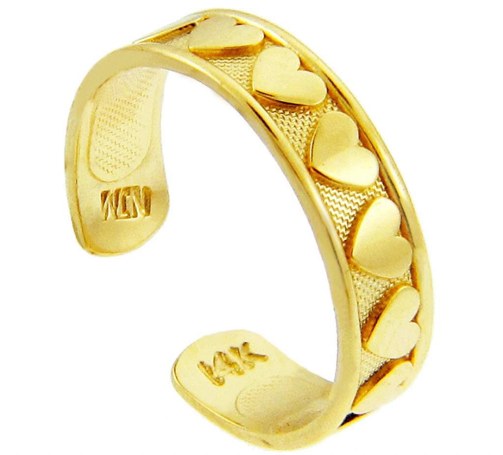 14K Yellow Gold Heart Toe Ring for Women - Dainty & Elegant Foot Jewelry - Perfect Gift for Her - Ideal for Beach, Summer Vacations, Boho Fashion, Sandals, Pedicures, Festivals & Romantic Dates - Great for Weddings, Pool Parties & Tropical Getaways
