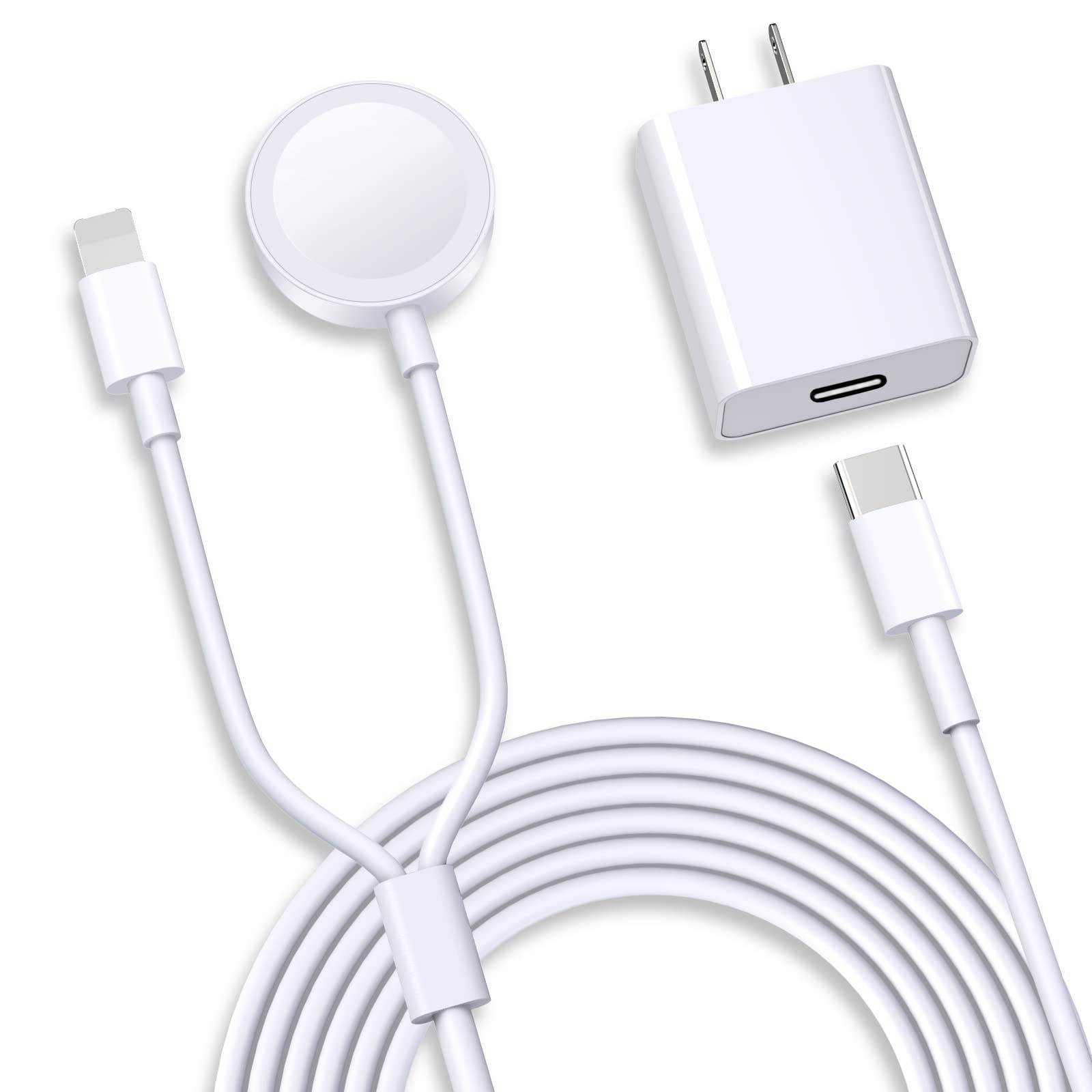20W PD Magnetic USB C Watch Charger - 2-in-1 Fast Charging Cable for iPhone & Apple Watch Series 8/7/6/SE/5/4 | Portable Travel Charger for Home, Office & Gym Use