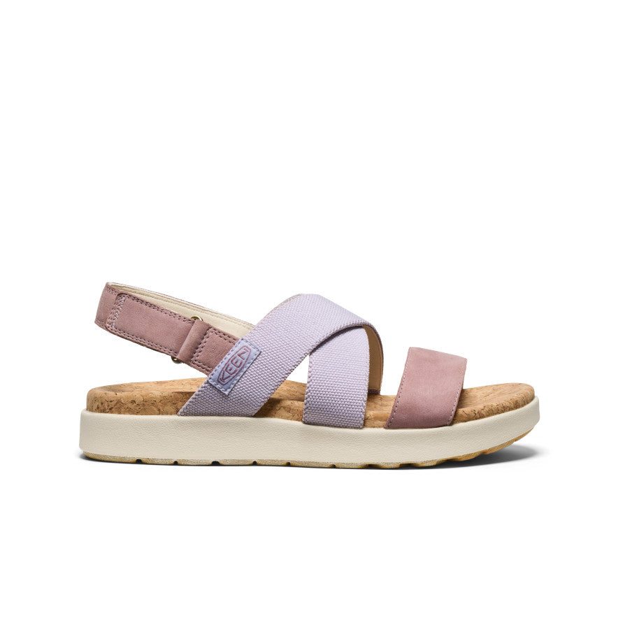 Women's Elle Criss Cross Sandals - Comfortable Thistle & Toadstool Color Strappy Summer Shoes for Beach, Walking & Casual Outfits