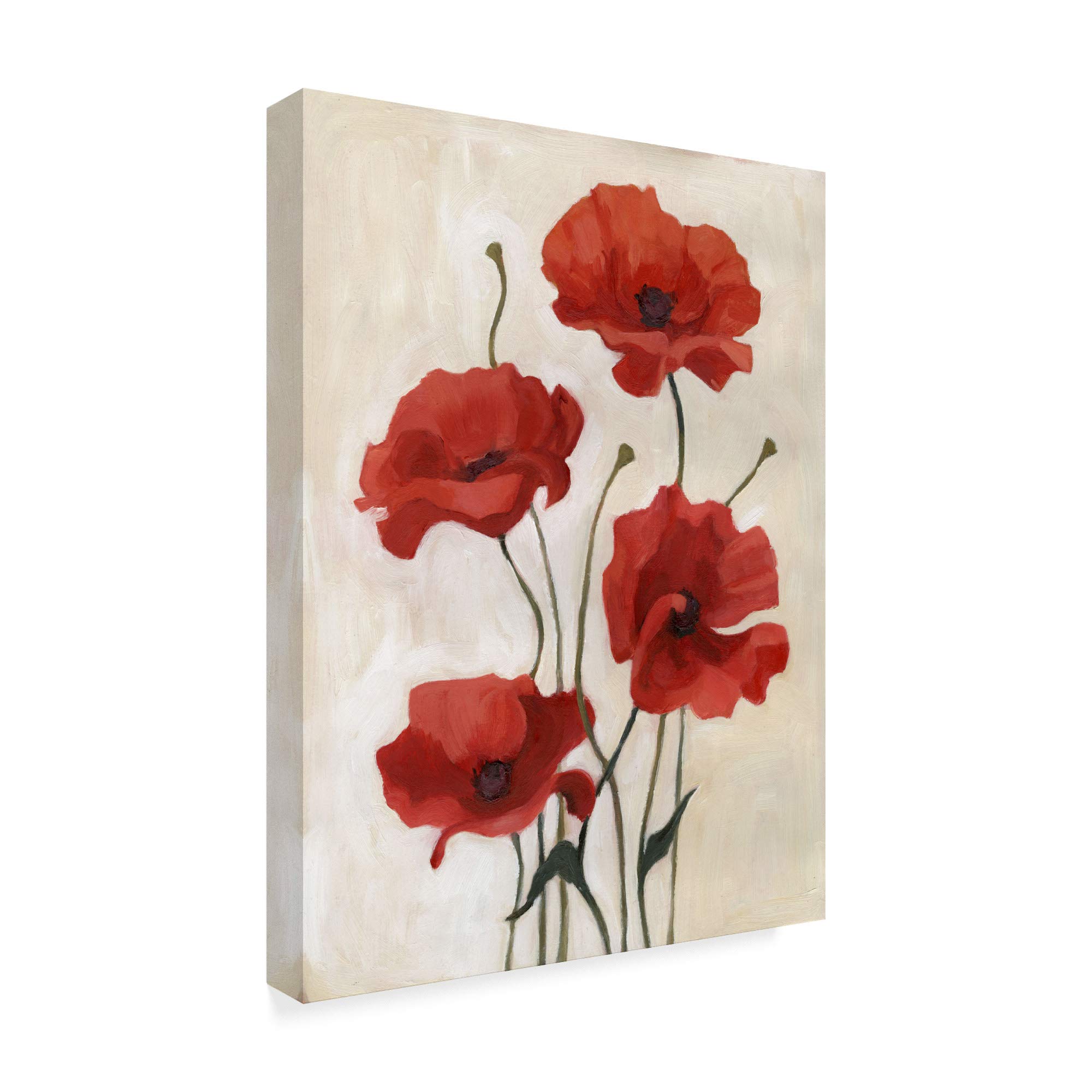 Emma Scarvey Poppy Bouquet III Floral Wall Art Print - 18x24 Inches, Framed Canvas Painting for Living Room, Bedroom & Office Decor