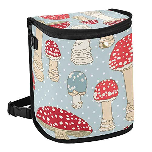 Waterproof Leakproof Hanging Car Trash Can with Lid - Mushroom Pattern Auto Garbage Bag Organizer for Headrest, Perfect for Road Trips, Commuting and Keeping Your Vehicle Clean