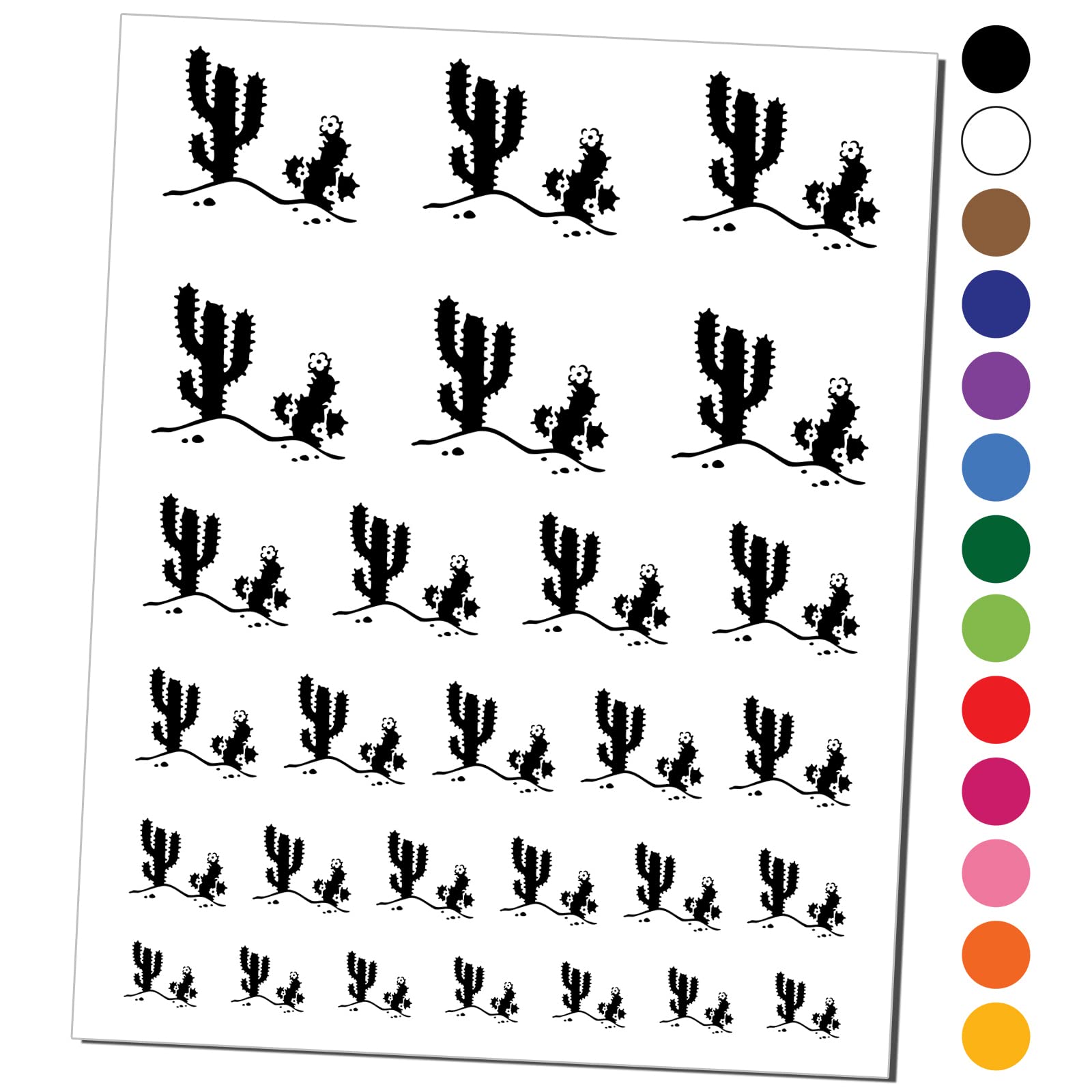 Waterproof Saguaro Cactus Temporary Tattoos - Desert Southwest Fake Body Art Set (Black, 1 Sheet) | Perfect for Festivals, Costume Parties & Summer Beach Looks