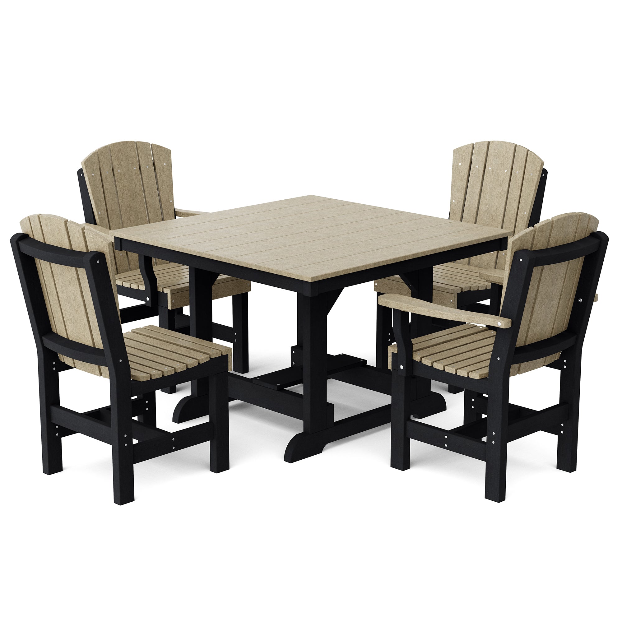 Heritage 5-Piece 44x44 Inch Square Outdoor Dining Set with Cushions - Perfect for Patio, Garden, and Backyard Entertaining