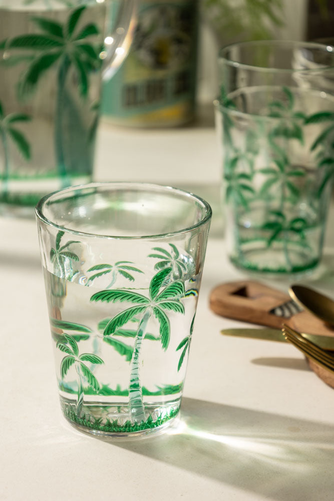 Eco-Friendly Acrylic Green Palm Tree Tumbler Cup - 20oz Insulated Travel Mug for Beach Picnics, Pool Parties & Summer Drinks