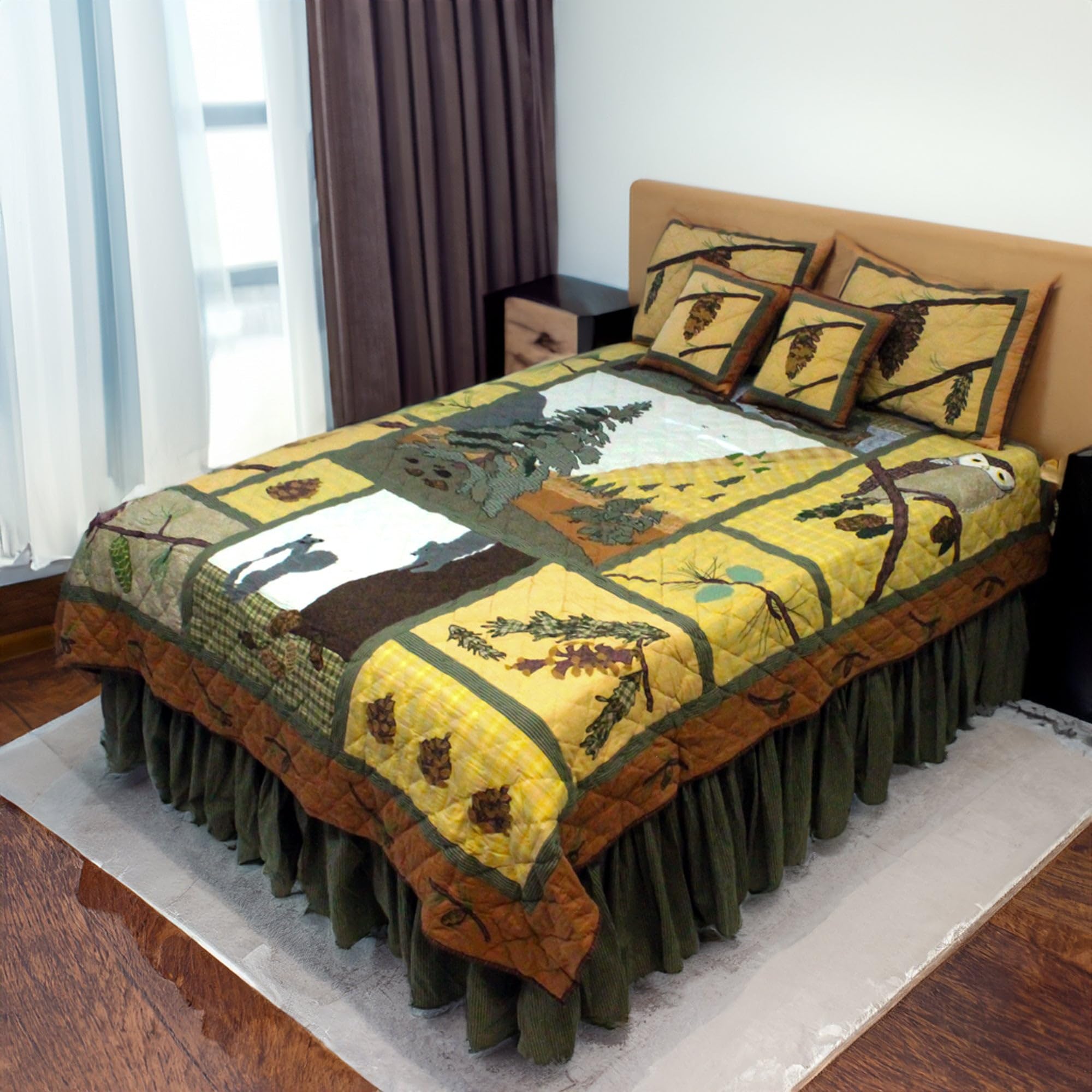Handmade Pinecone Quilt Set Queen Size - 4 Piece Bedding Set (85