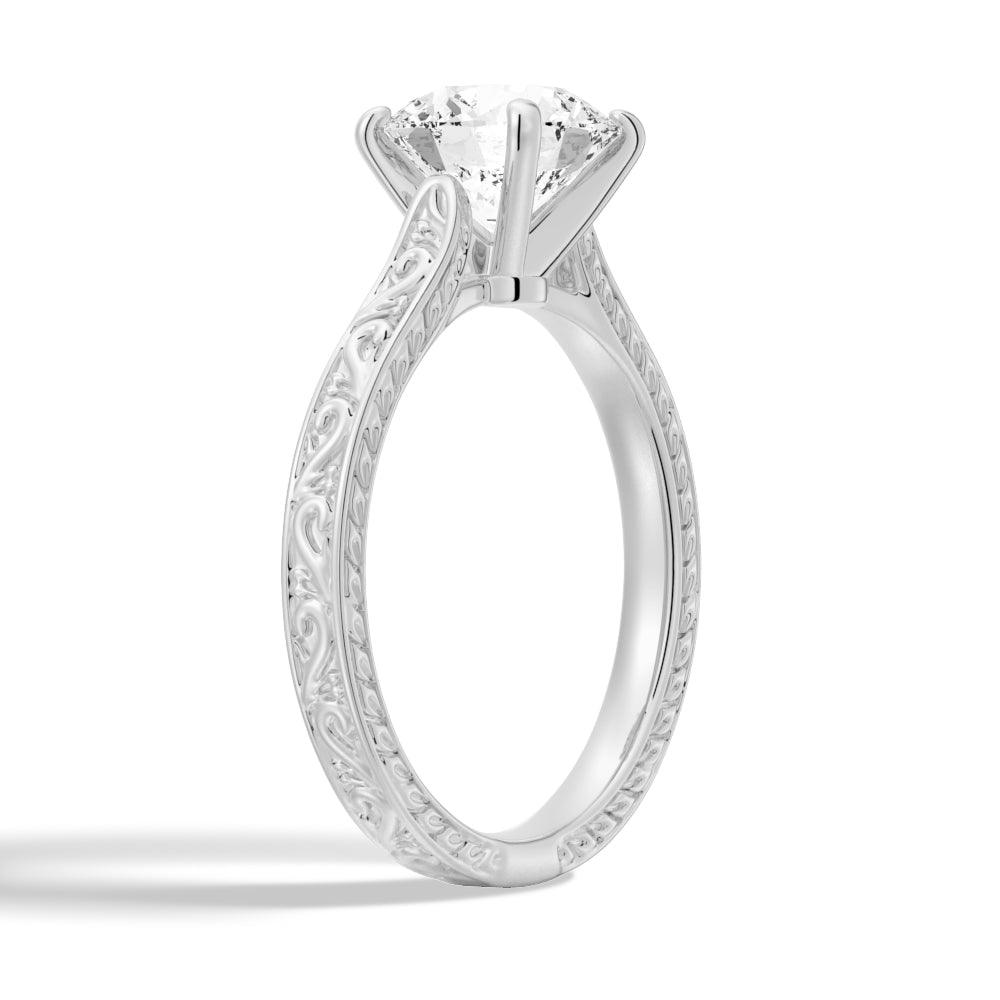 Vintage Two Tone Round Moissanite Engagement Ring With Milgrain Edges - Elegant Wedding Band, Anniversary Gift for Her, Perfect for Proposals & Special Occasions