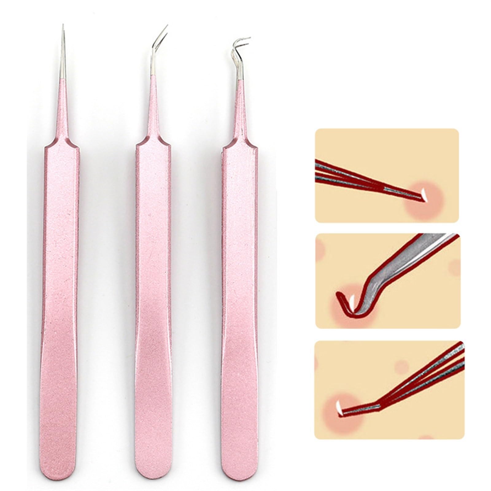 High-Precision Pink Eyelash Extension Tweezers - Professional Hair Removal Tweezers for Lash Artists & DIY Beauty - Perfect for Salon, Home Use & Travel