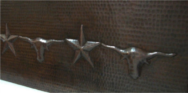 Copper Farmhouse Sink w/Barbwire, Stars & Longhorn