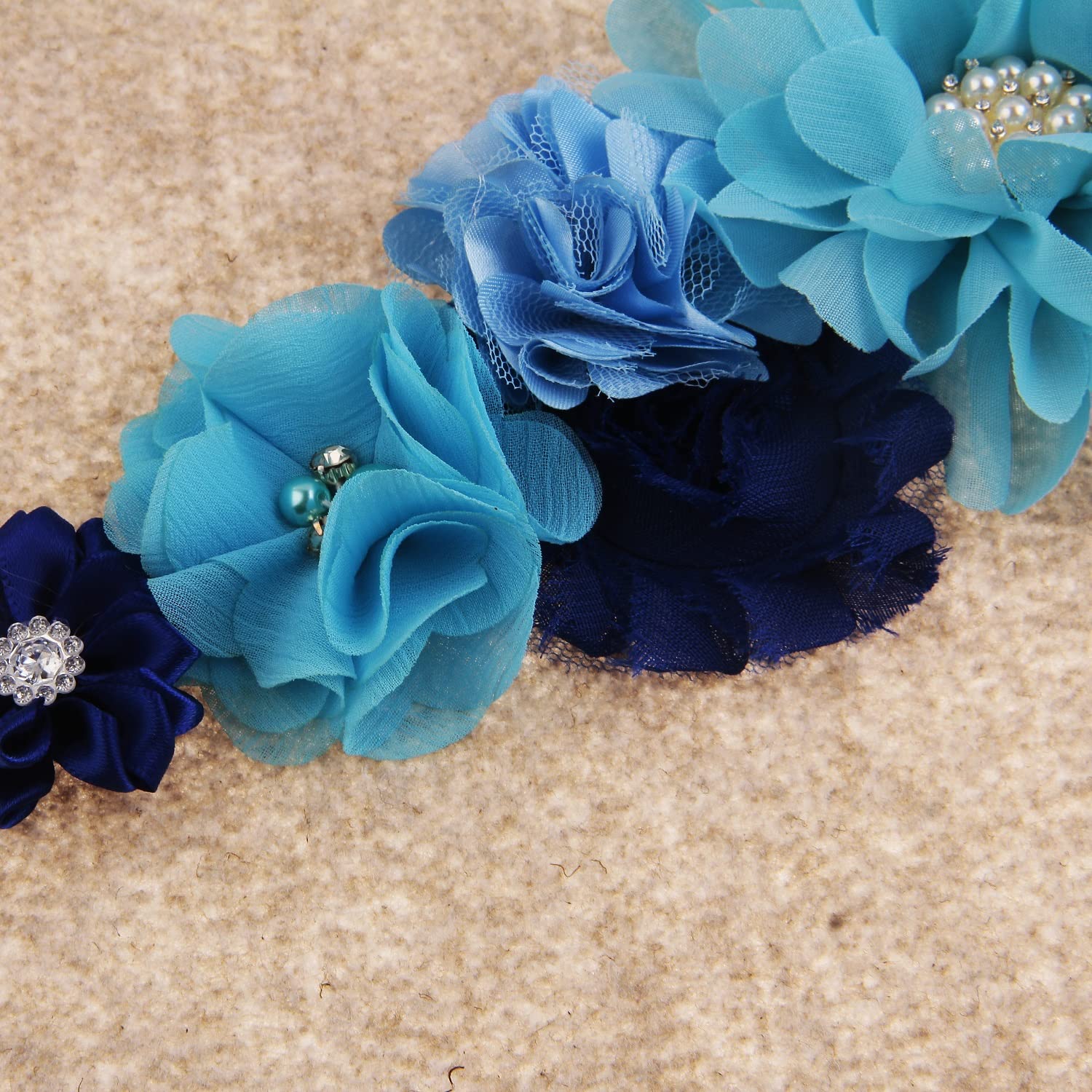 Blue Maternity Sash Belt - Floral Pregnancy Belt for Baby Showers, Bridesmaids & Expecting Moms | Comfortable & Stylish Accessory for Special Occasions