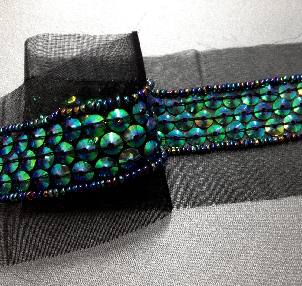 Sequin and Beaded Trim by 1 Yard - OSB-31101 | Premium Decorative Fabric Trim for DIY Costumes, Home Decor & Craft Projects