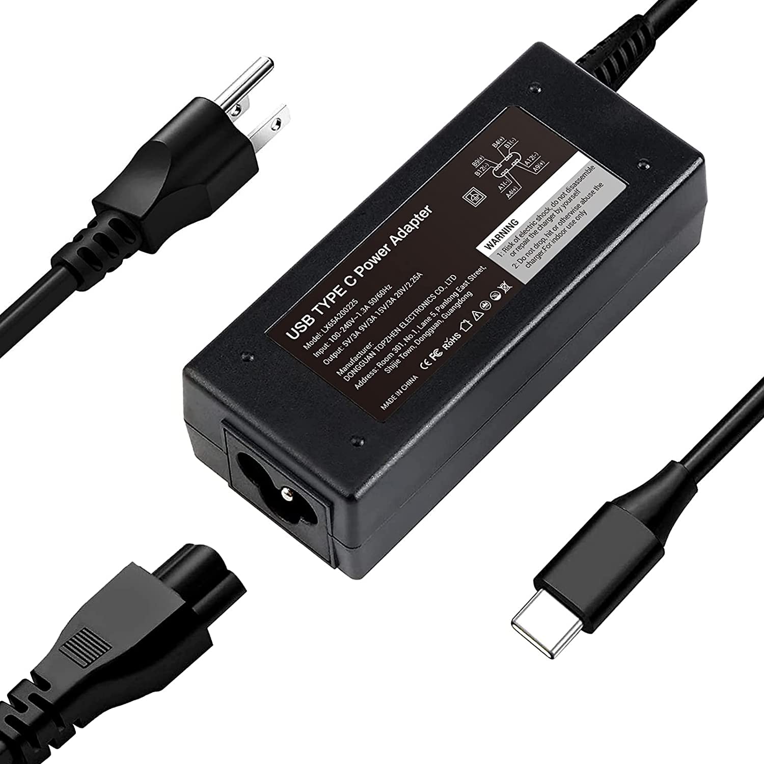 45W USB Type C Fast Charger for Asus Transformer 3 Pro T303UA/T303U/T303 & 2-in-1 Transformer Book T302CA/T302C/T302/T305CA/T305C - Laptop AC Power Adapter with Quick Charge Technology | Perfect for Home, Office & Travel Charging