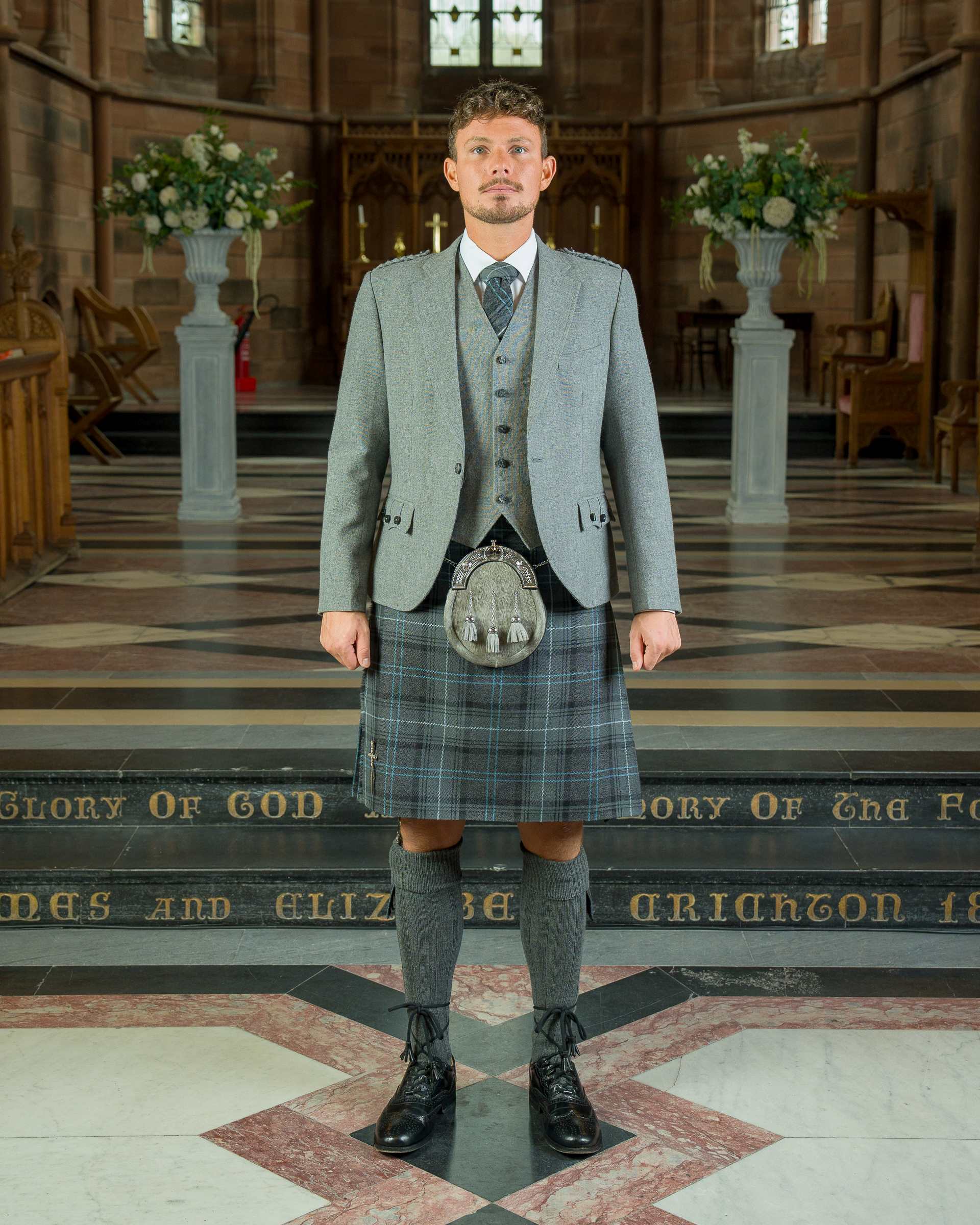 Highland Granite Blue Tartan Kilt for Men & Boys | Traditional Scottish Kilt for Weddings, Events & Highland Games | Premium Wool Blend Fabric