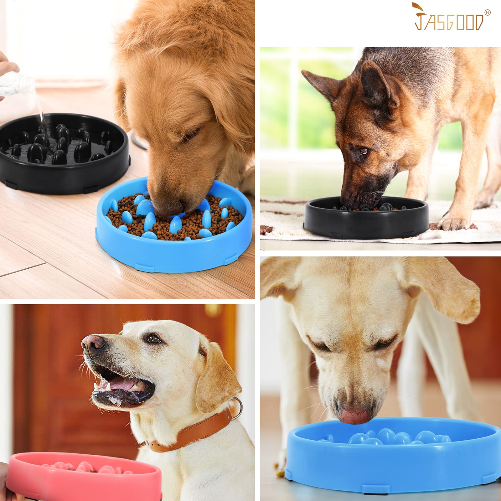JASGOOD Slow Feeder Dog Bowl for Large Dogs - Anti-Gulping Pet Food Bowl with Maze Design to Prevent Bloat & Improve Digestion - Perfect for Fast Eaters, Mealtime Enrichment, and Portion Control