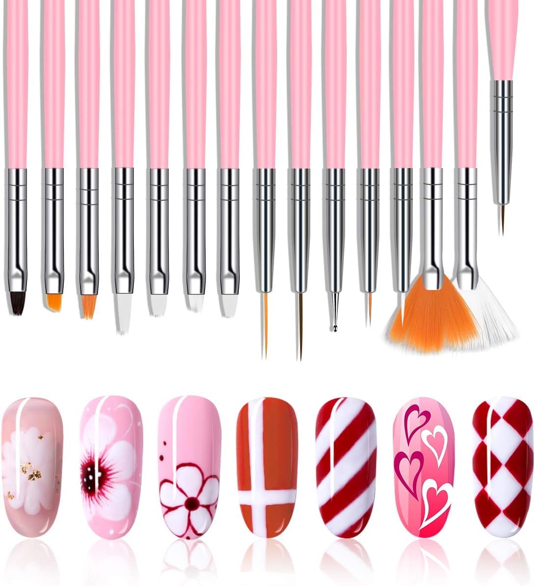 20 Pcs Professional Nail Art Brush Set - Dotting Tools, UV Polish & Acrylic Design Brushes for Nail Art Painting & Drawing | Perfect for Salon, Home Manicure & DIY Nail Designs