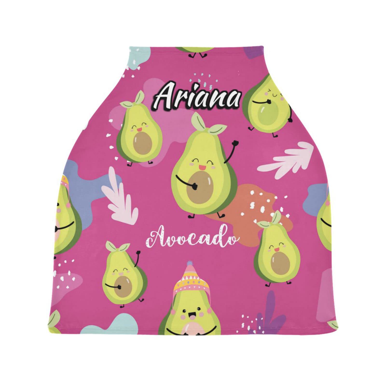 Custom Pink & Green Avocado Stretchy Baby Car Seat Canopy - Personalized Infant Stroller Cover - Multi-Use Car Seat Cover & Nursing Cover for Breastfeeding Moms - Perfect for Shopping, Travel & Outdoor Activities