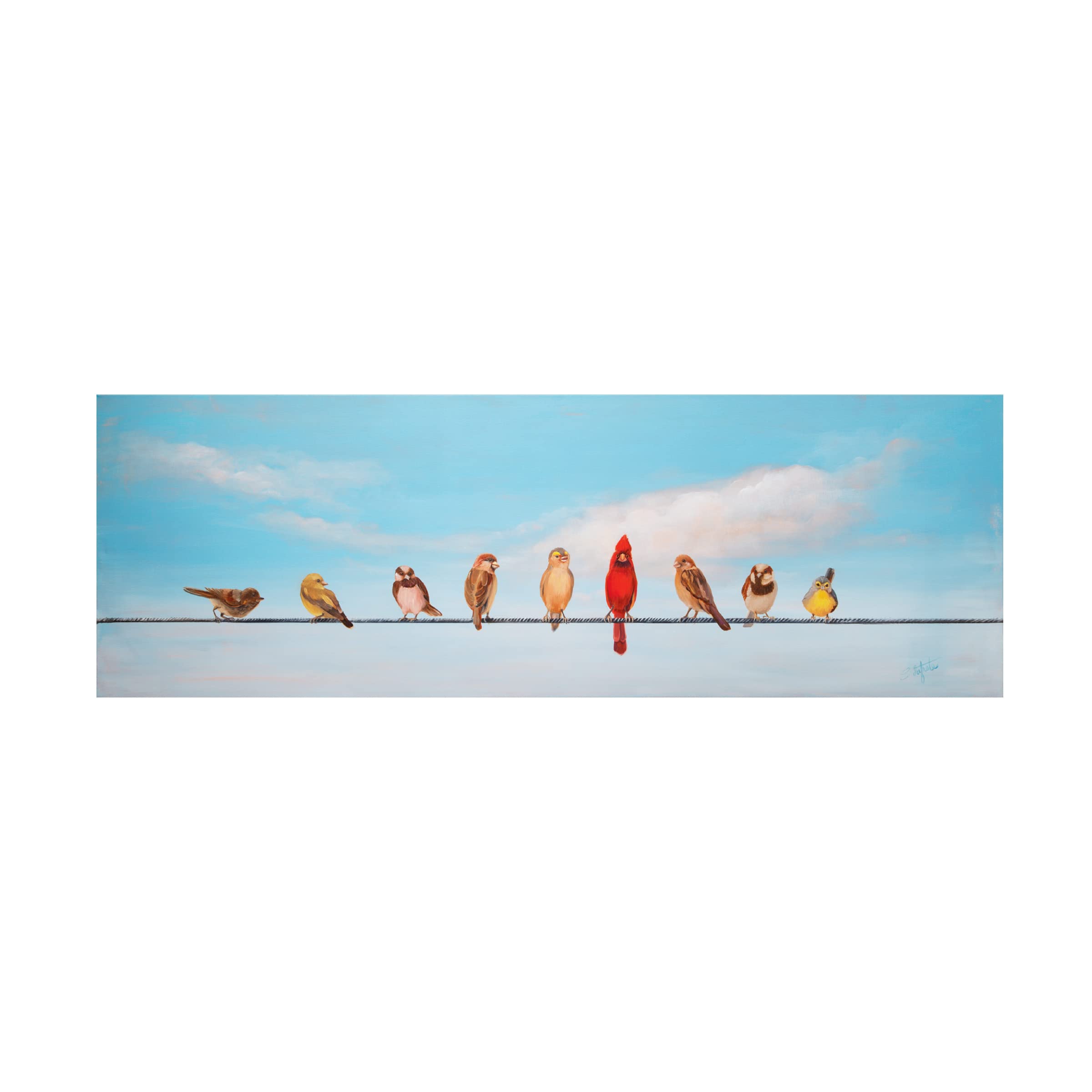 Sweet Birds On A Wire I Canvas Wall Art by Sandra Iafrate - Handmade Home Decor for Living Room, Bedroom & Office